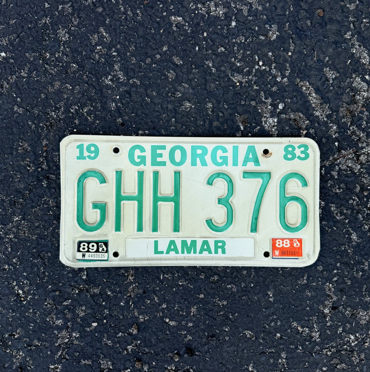 Photo of a 1983 Georgia License Plate Auto Tag Garage Decor Vintage LAMAR County GHH 376