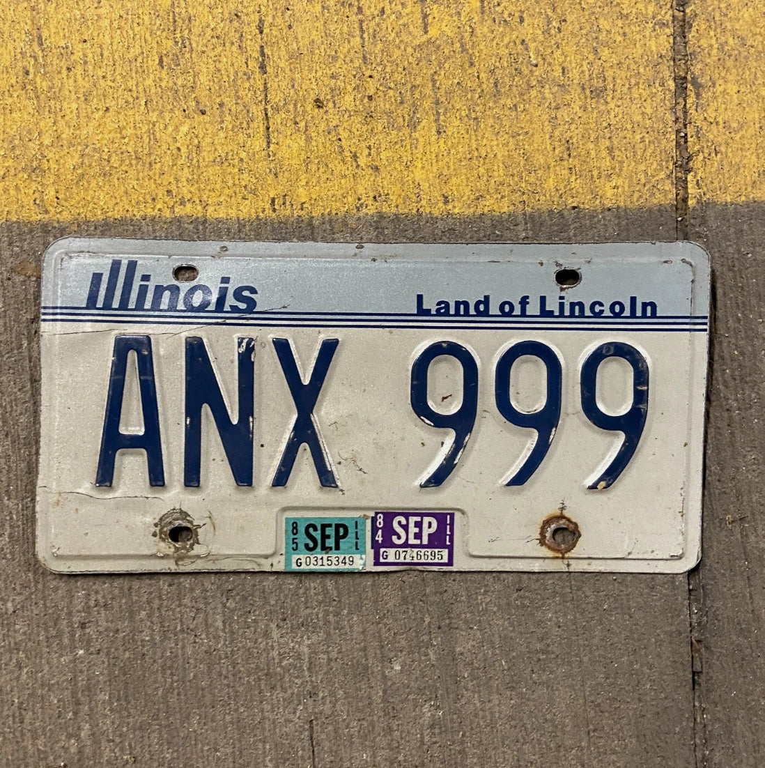Photo of a 1983 Illinois License Plate Auto Tag 1 Garage Decor ANX 999