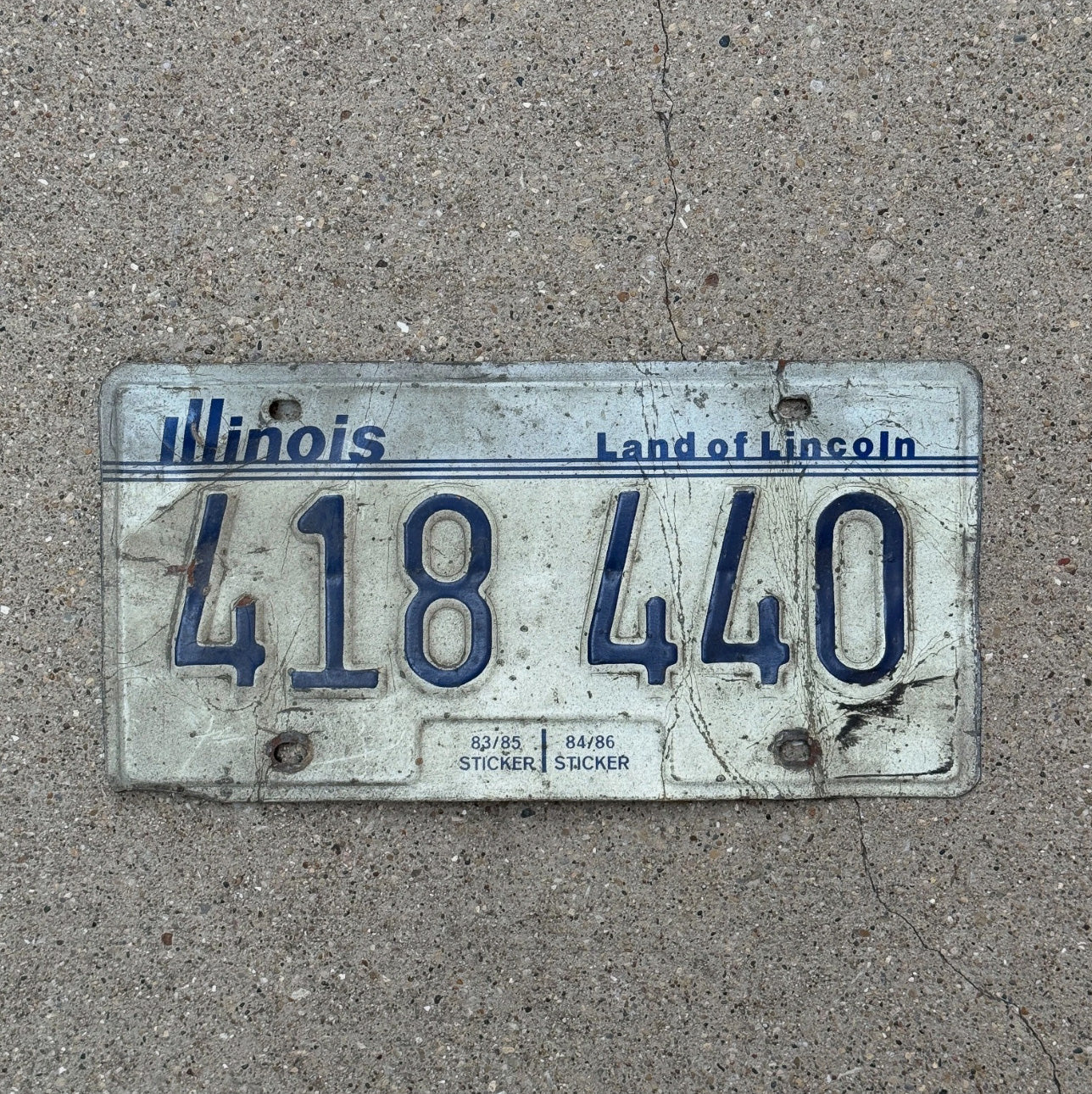 Photo of a 1983 Illinois License Plate Auto Tag 2 Garage Decor 418 440