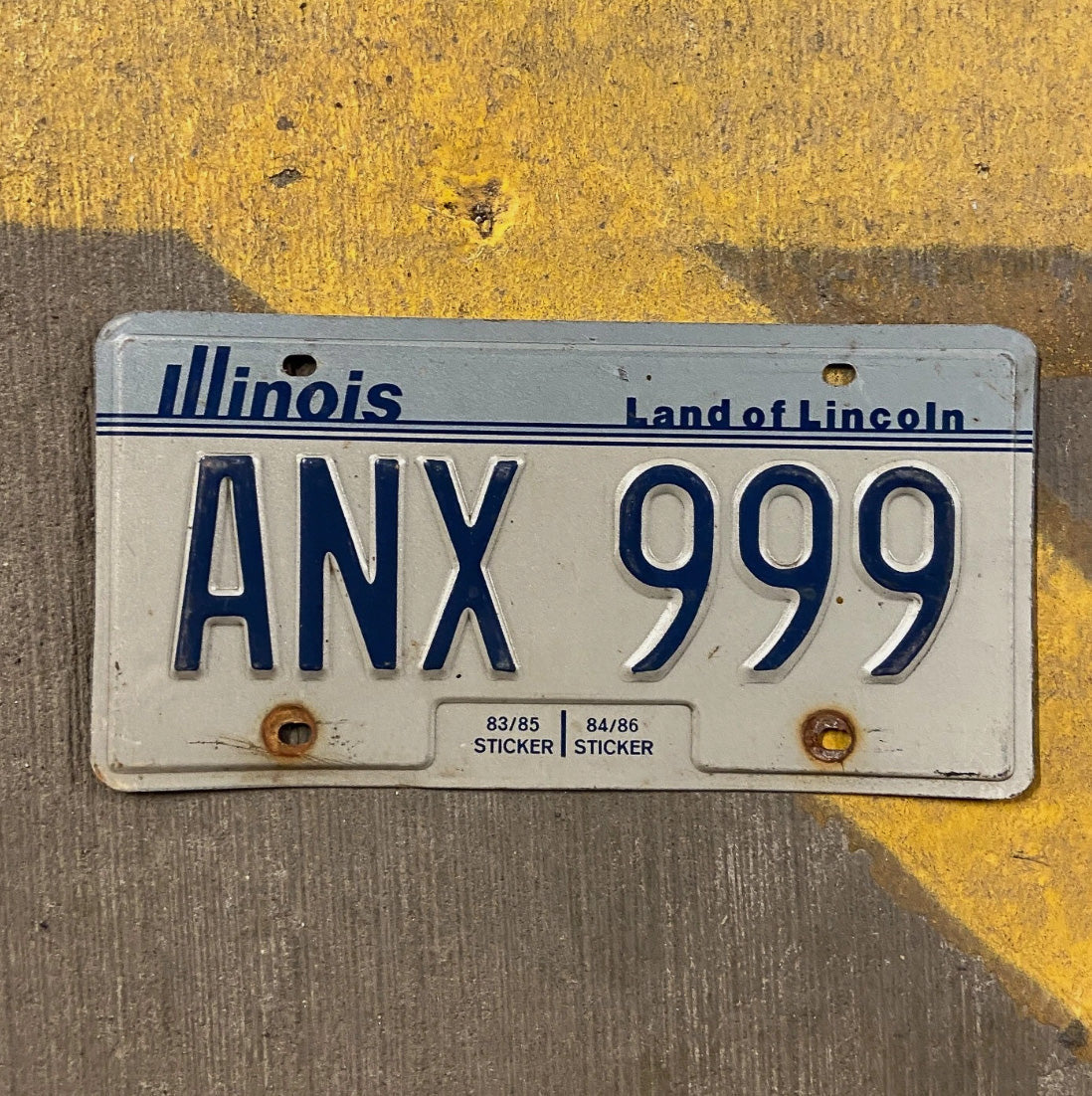 Photo of a 1983 Illinois License Plate Auto Tag 2 Garage Decor ANX 999
