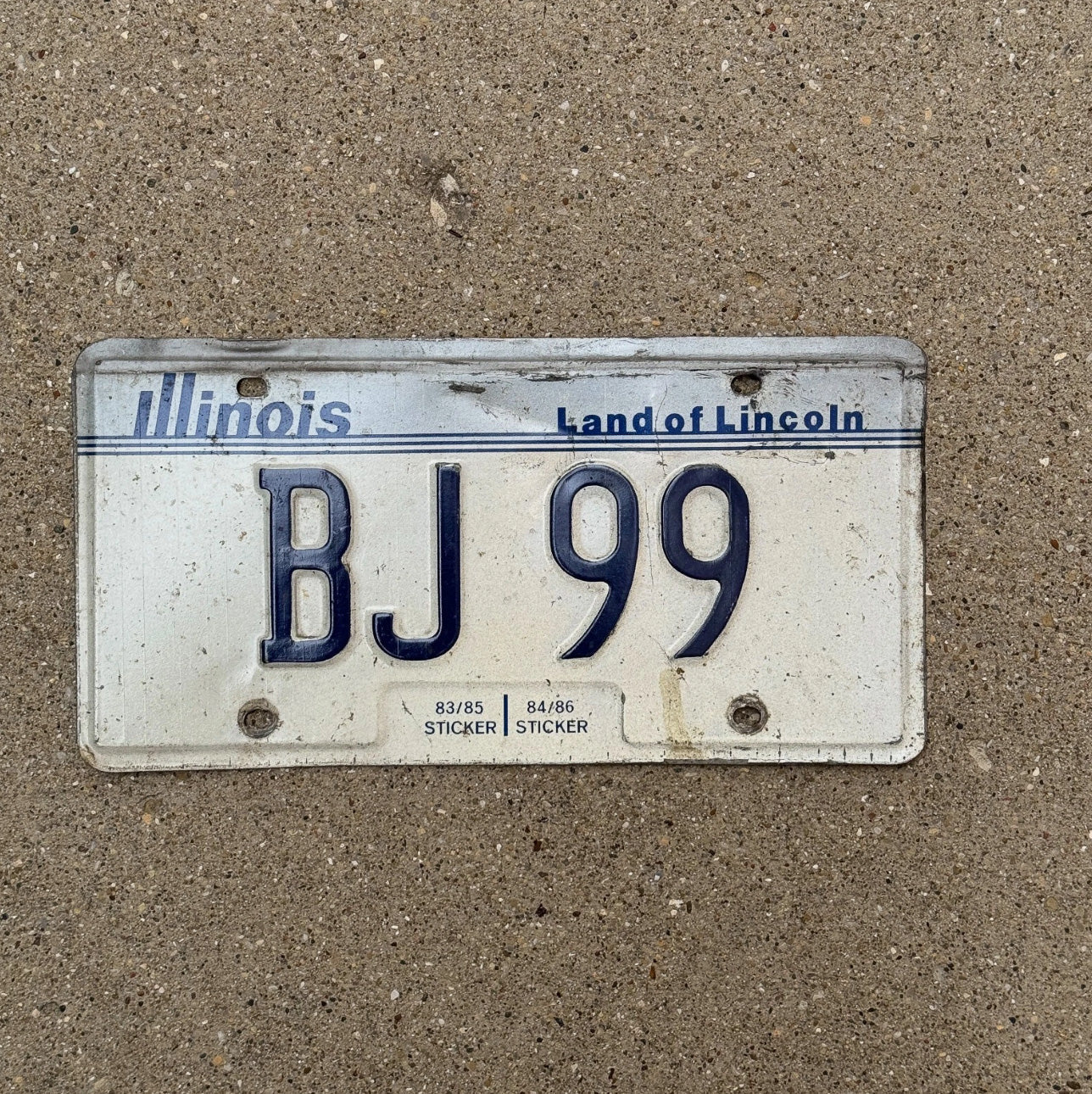 Photo of a 1983 Illinois Vanity License Plate Auto Tag 2 Garage Decor BJ 99