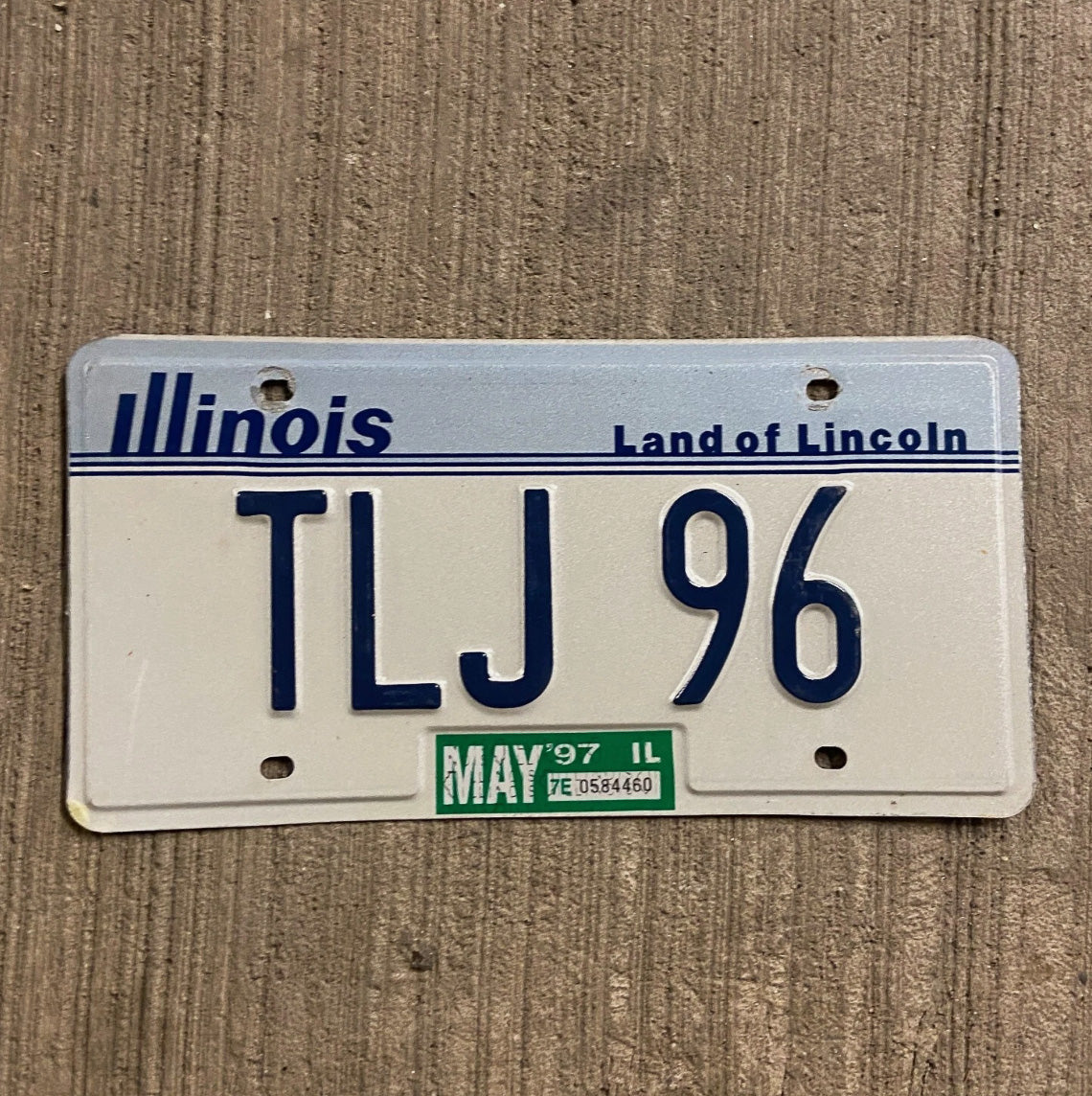 Photo of a 1983 Illinois Vanity License Plate Auto Tag 2 Garage Decor Initials Name TLJ 96