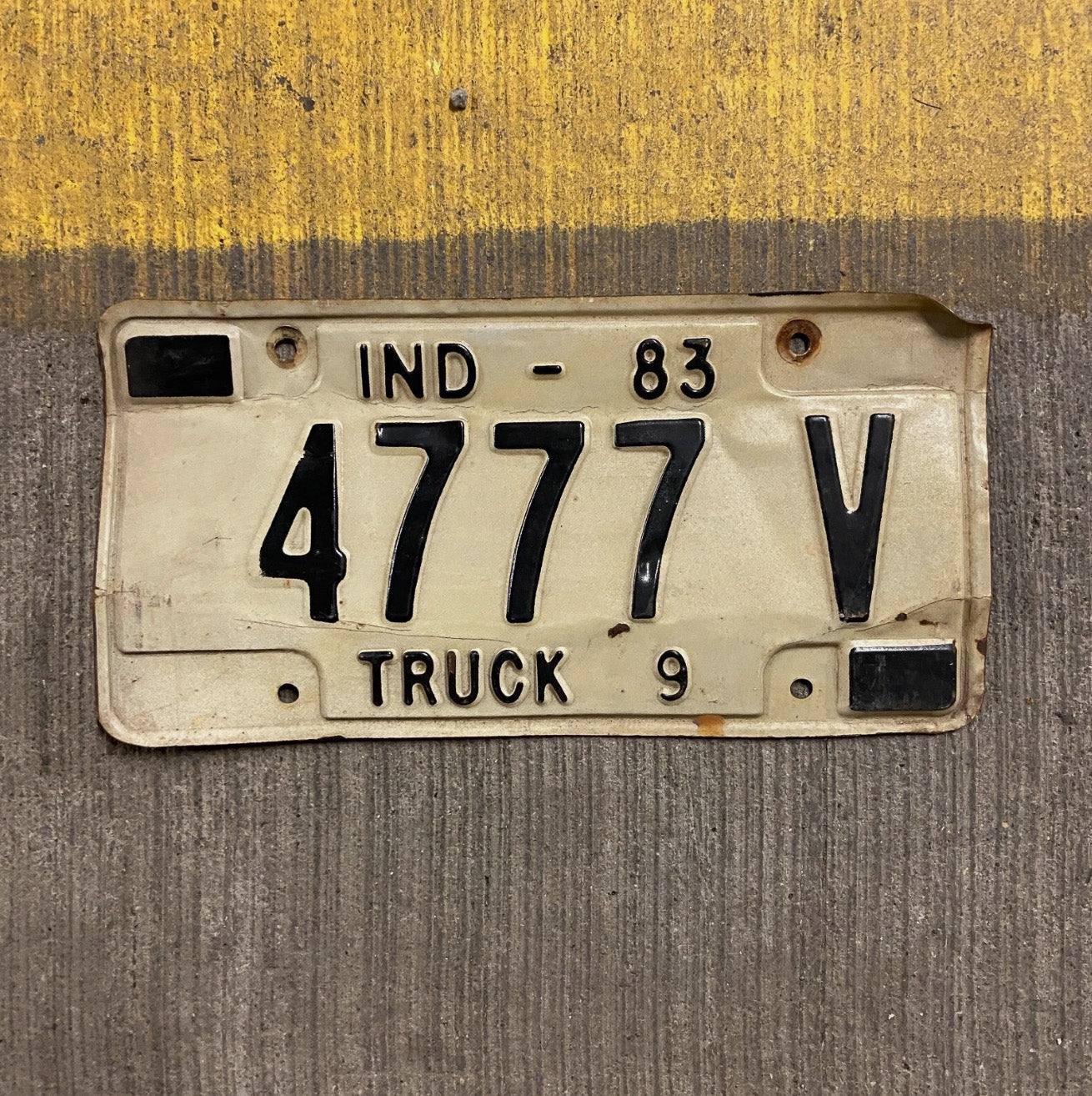 Photo of a 1983 Indiana Truck License Plate Auto Tag Garage Decor Vintage 4777 V