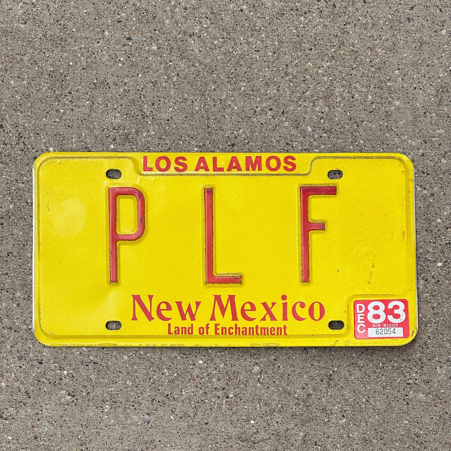 Photo of a 1983 New Mexico License Plate Auto Tag Garage Decor Vintage Initials Name PLF