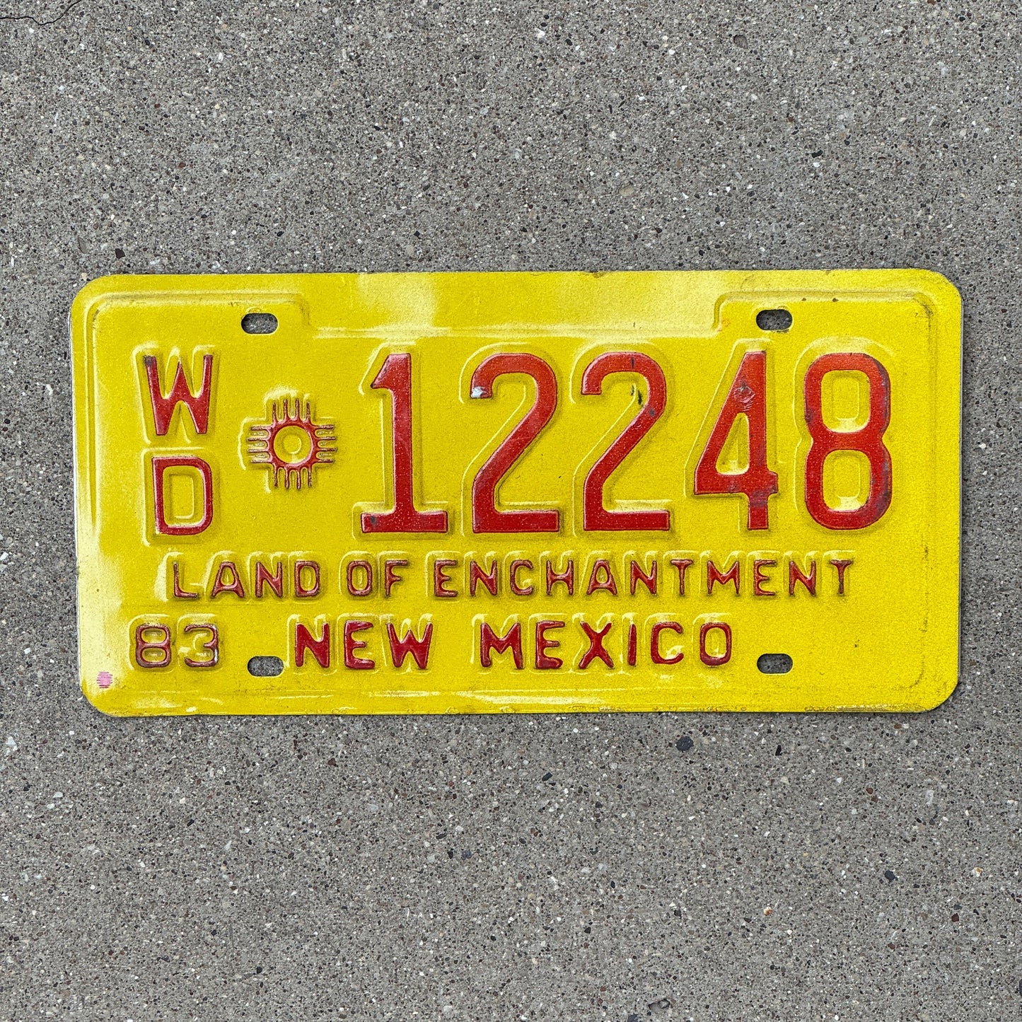 Photo of a 1983 New Mexico Weight Distance License Plate Auto Tag Garage Decor Vintage 12248