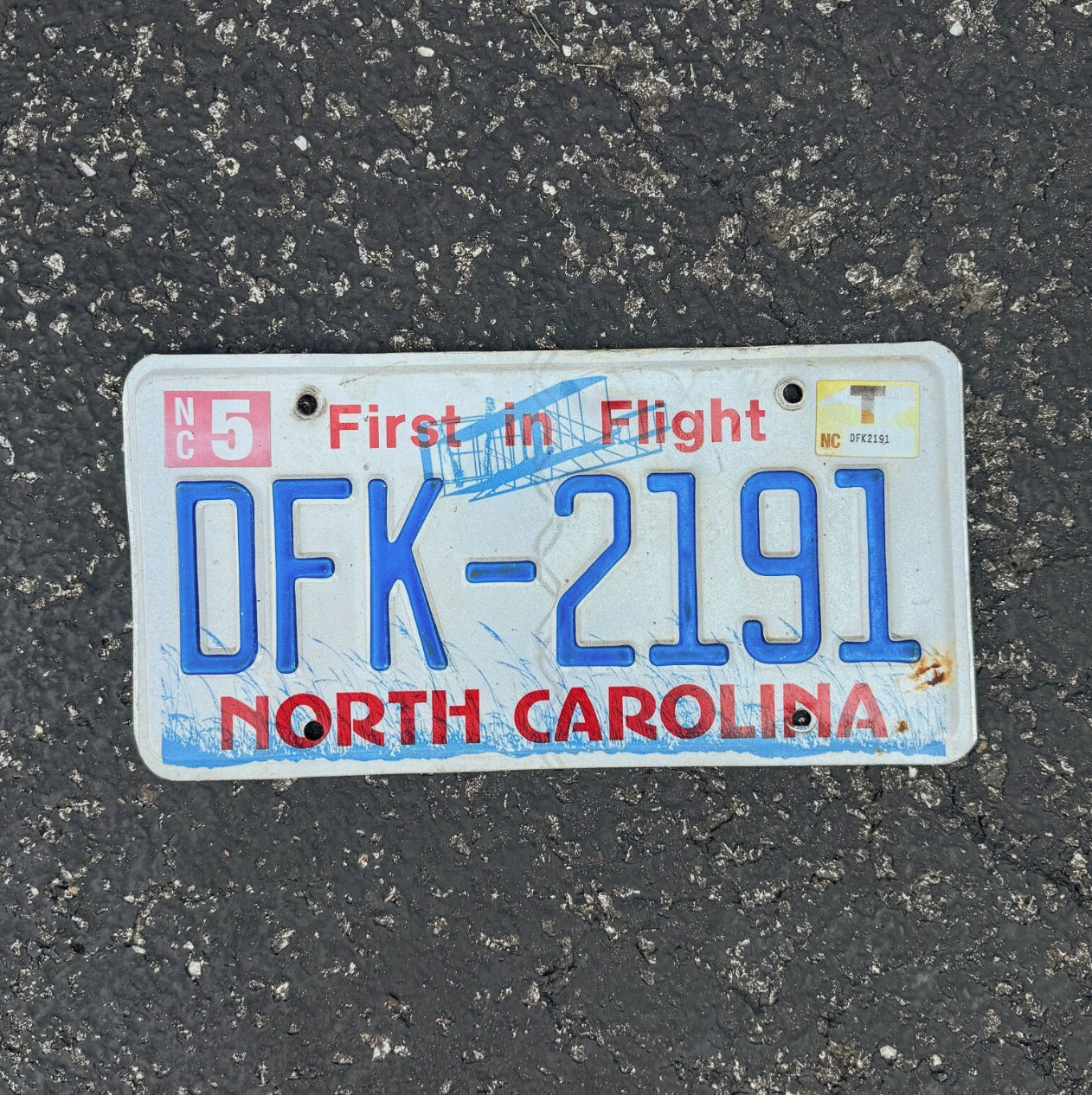 Photo of a 1983 North Carolina License Plate Auto Tag Garage Decor Vintage DFK 2191