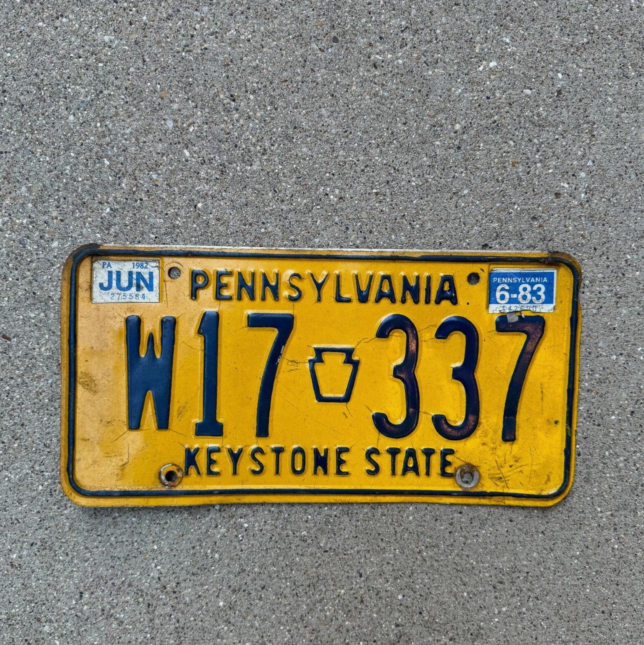 Photo of a 1983 Pennsylvania License Plate Auto Tag Garage Decor Vintage W 17 337