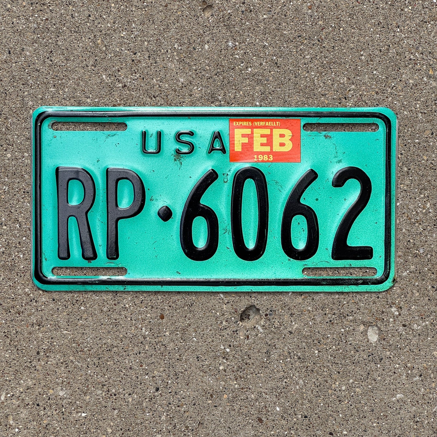 Photo of a 1983 US Forces Germany License Plate Auto Tag Garage Decor Vintage RP 6062