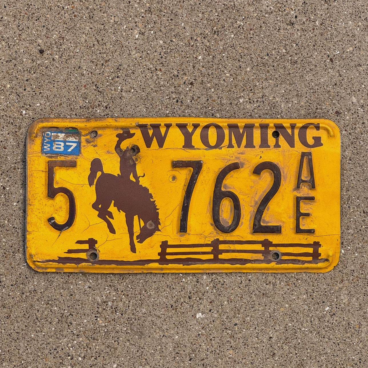 Photo of a 1983 Wyoming License Plate Auto Tag Garage Decor Albany County 5 762 AE