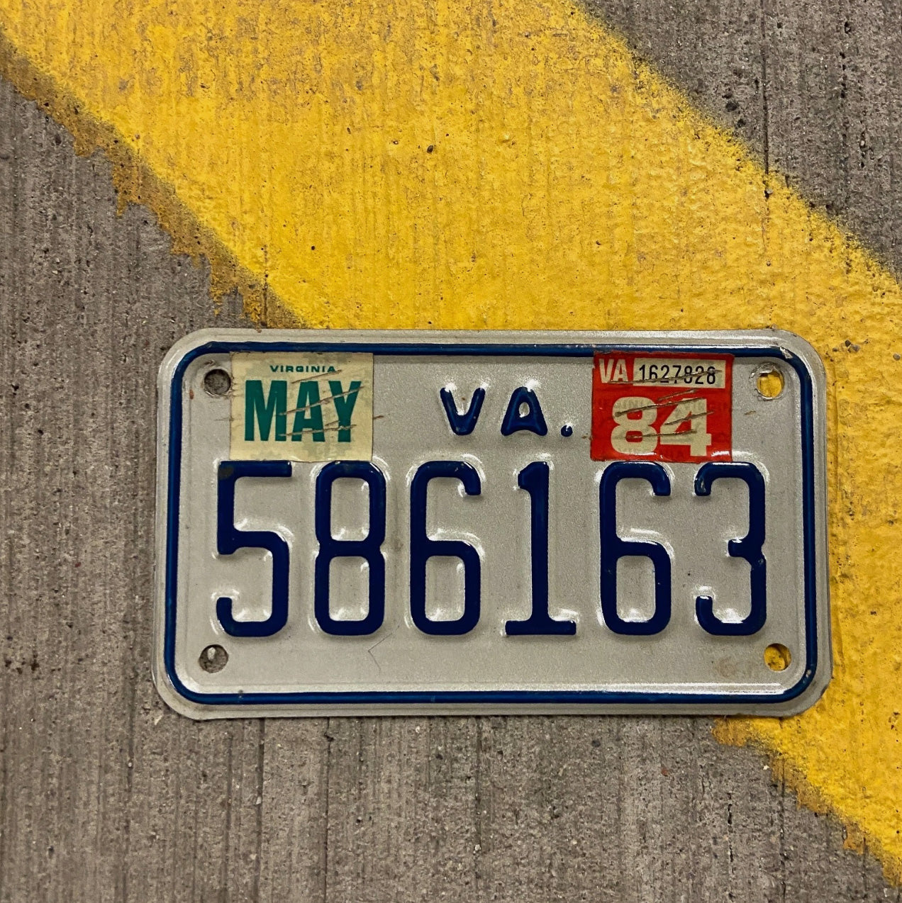 Photo of a 1984 1984 Virginia Motorcycle License Plate Auto Tag Garage Decor Vintage 586163 with original patina