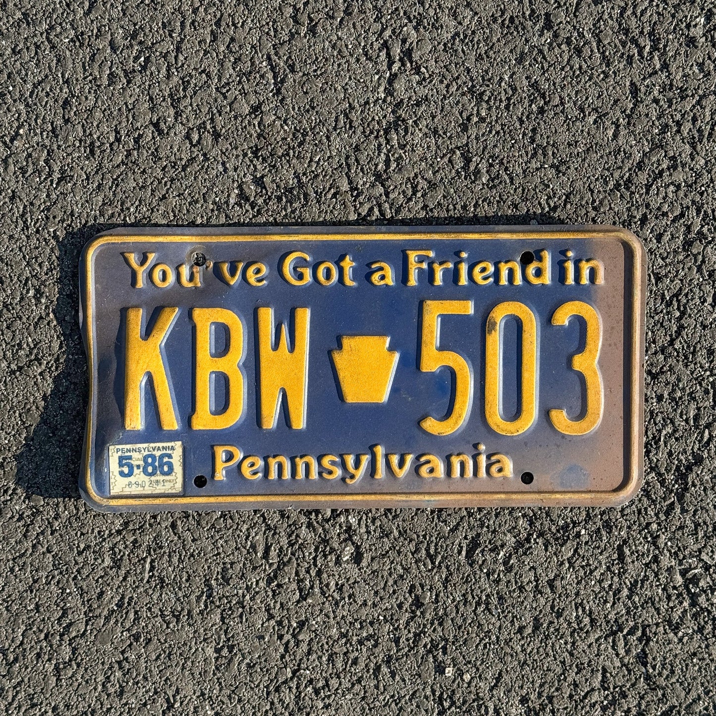 Photo of a 1984 1986 Pennsylvania License Plate Auto Tag Garage Decor Vintage KBW 503