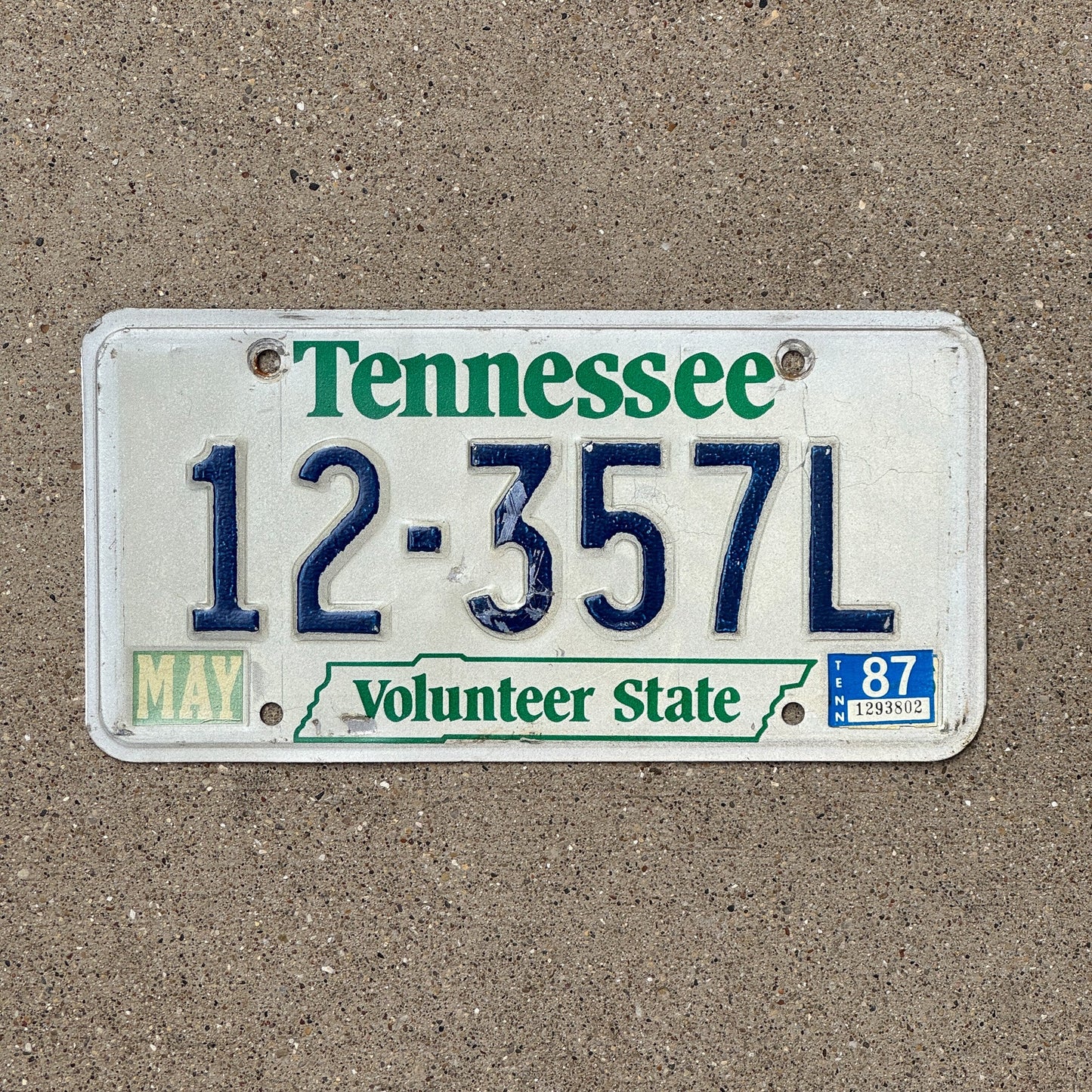 Photo of a 1984 1987 Tennessee License Plate Auto Tag Garage Decor Vintage 12 357L