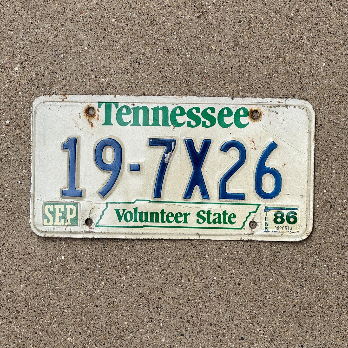 Photo of a 1984 1987 Tennessee License Plate Auto Tag Garage Decor Vintage 19 7X26