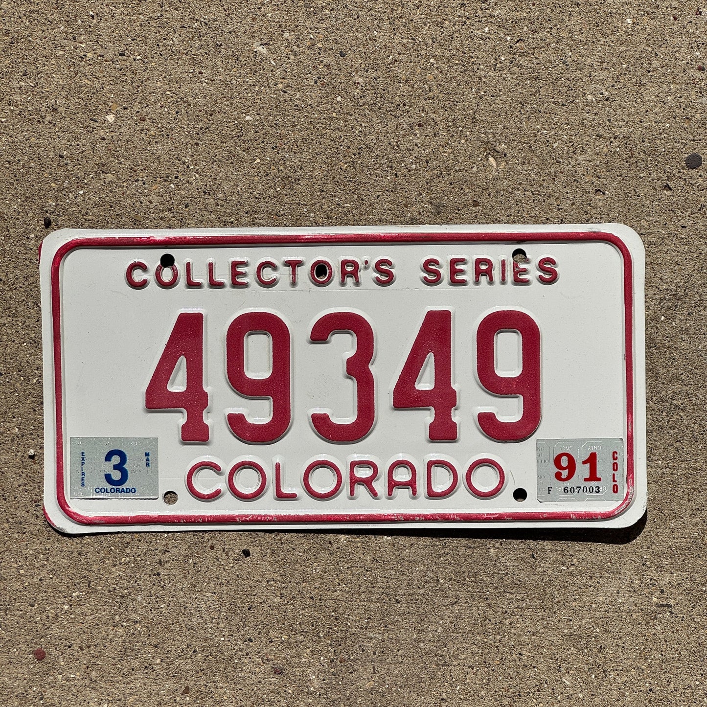 Photo of a 1984 1991 Colorado Collectors Series License Plate Auto Tag Garage Decor Vintage 49349
