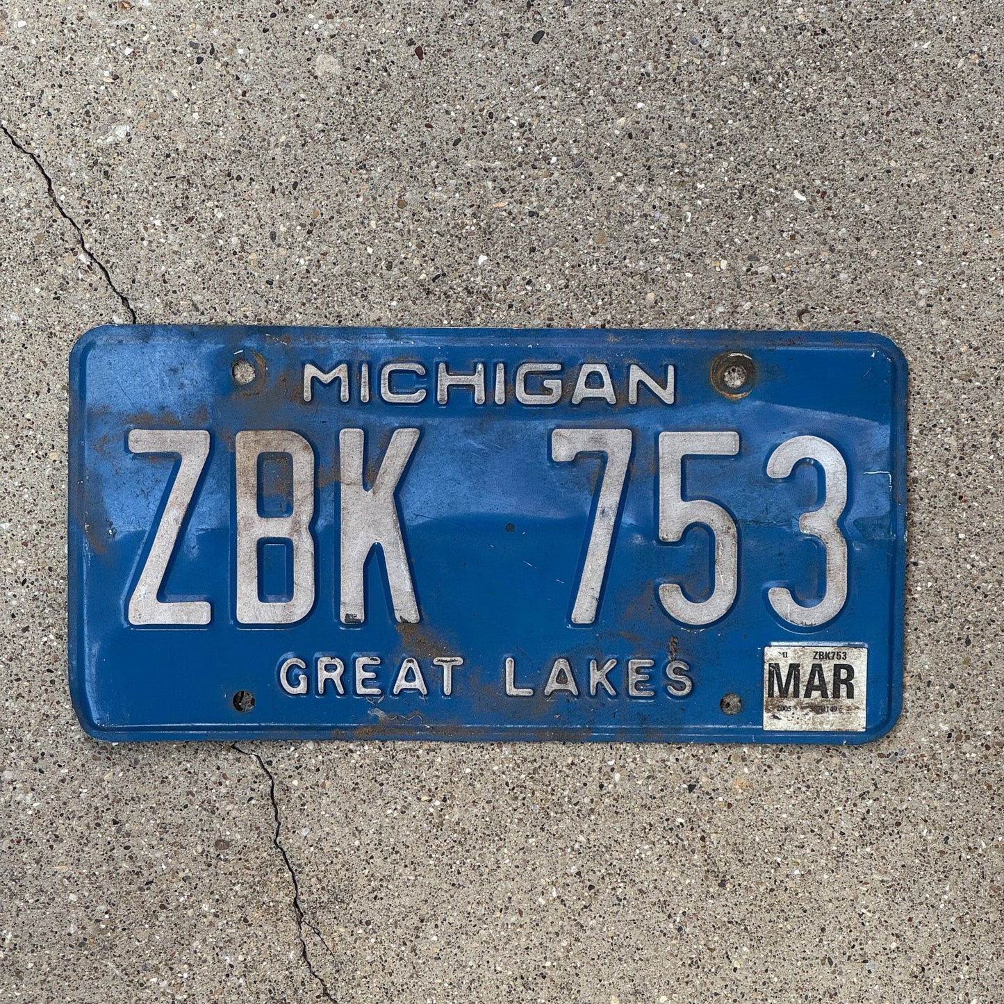 Photo of a 1984 2005 Michigan License Plate Auto Tag Garage Decor Vintage ZBK 753