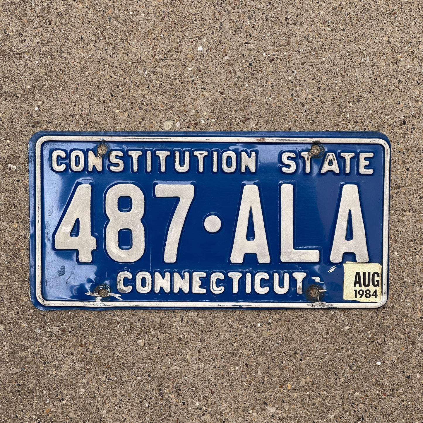 Photo of a 1984 Connecticut License Plate Auto Tag Garage Decor Vintage 487 ALA