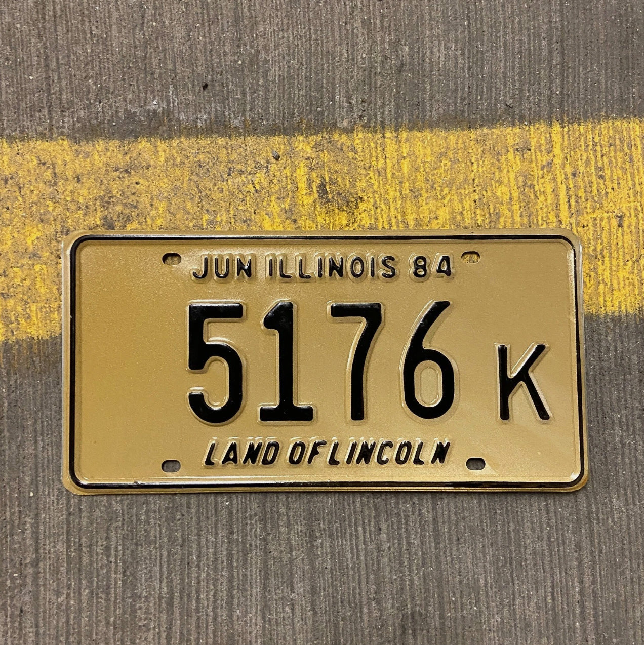 Photo of a 1984 Illinois Truck License Plate Auto Tag Garage Decor Vintage 5176 K with original patina