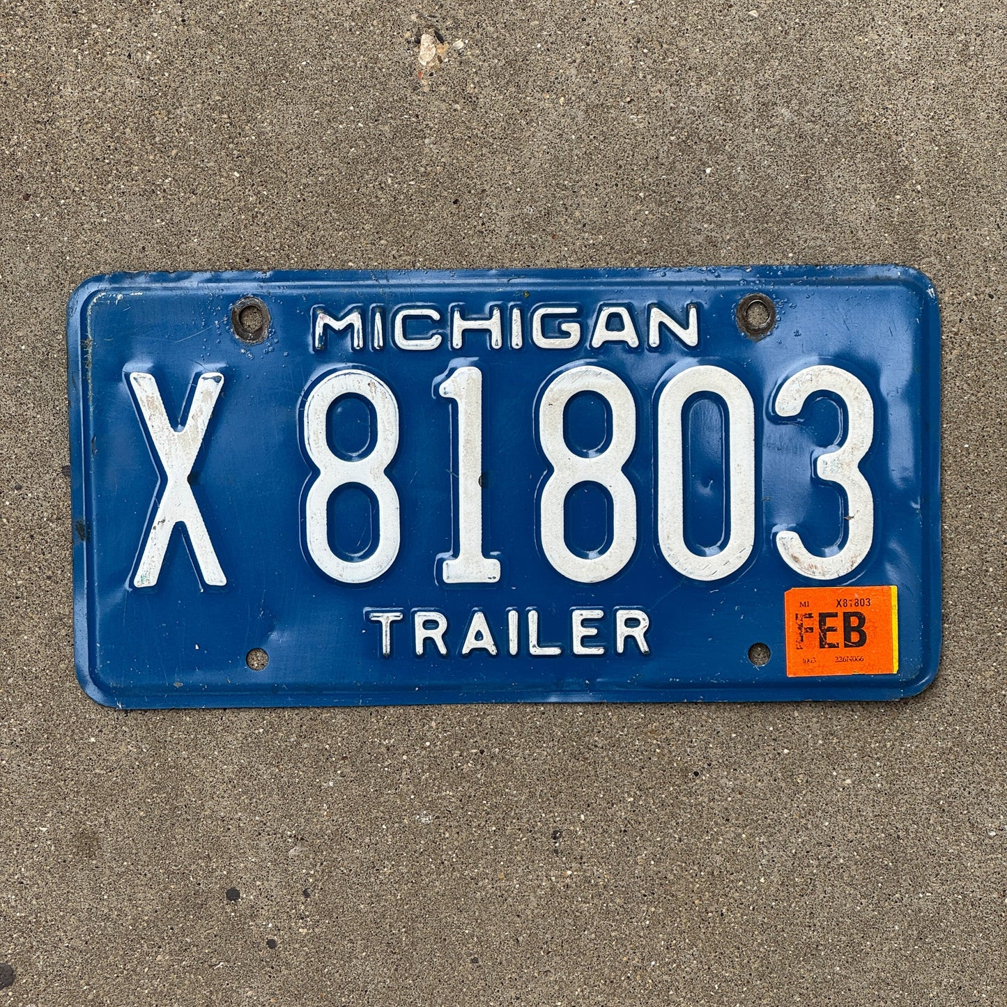 Photo of a 1984 Michigan Trailer License Plate Auto Tag Garage Decor Vintage X 81803