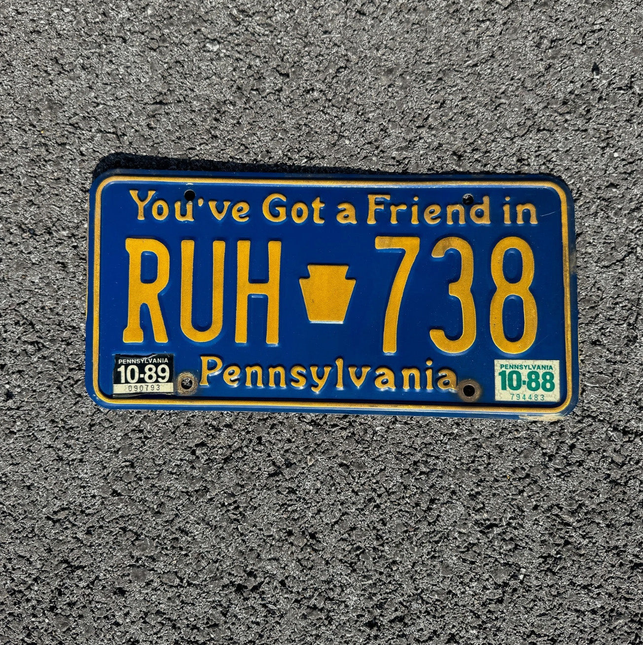 Photo of a 1984 Pennsylvania License Plate Auto Tag Garage Decor Vintage Got A Friend RUH 738