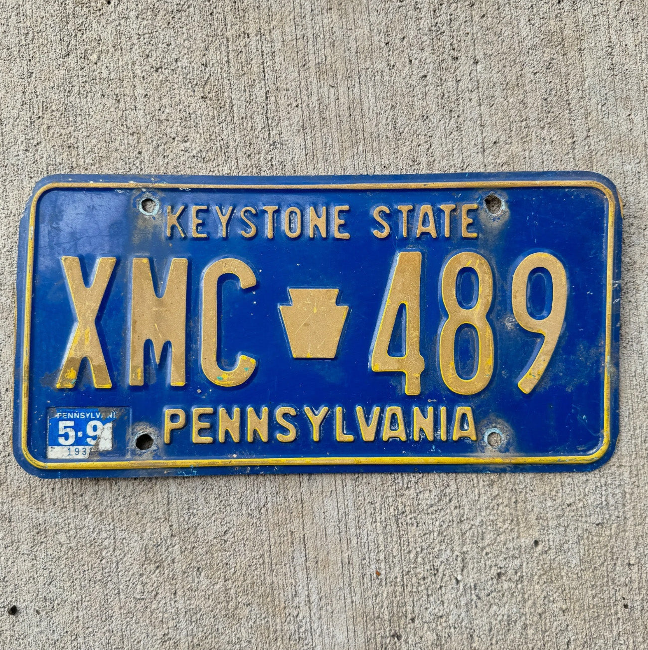 Photo of a 1984 Pennsylvania License Plate Auto Tag Garage Decor Vintage Keystone XMC 489
