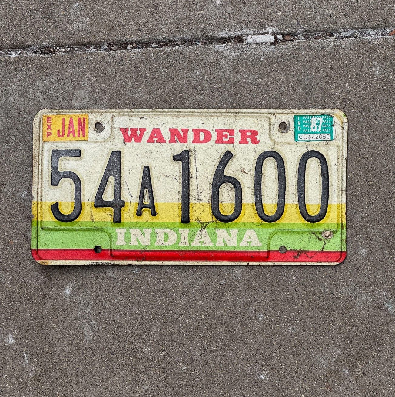 Photo of a 1985 1987 Indiana License Plate Auto Tag Garage Decor 54 A 1600