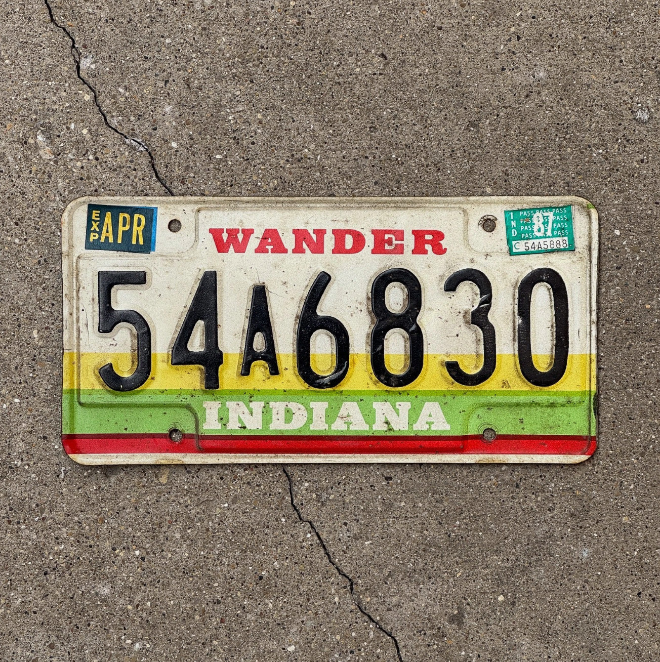 Photo of a 1985 1987 Indiana License Plate Auto Tag Garage Decor 54 A 6830