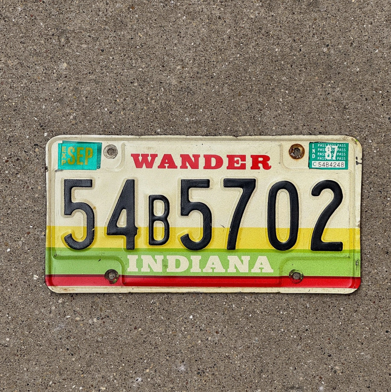 Photo of a 1985 1987 Indiana License Plate Auto Tag Garage Decor 54 B 5702