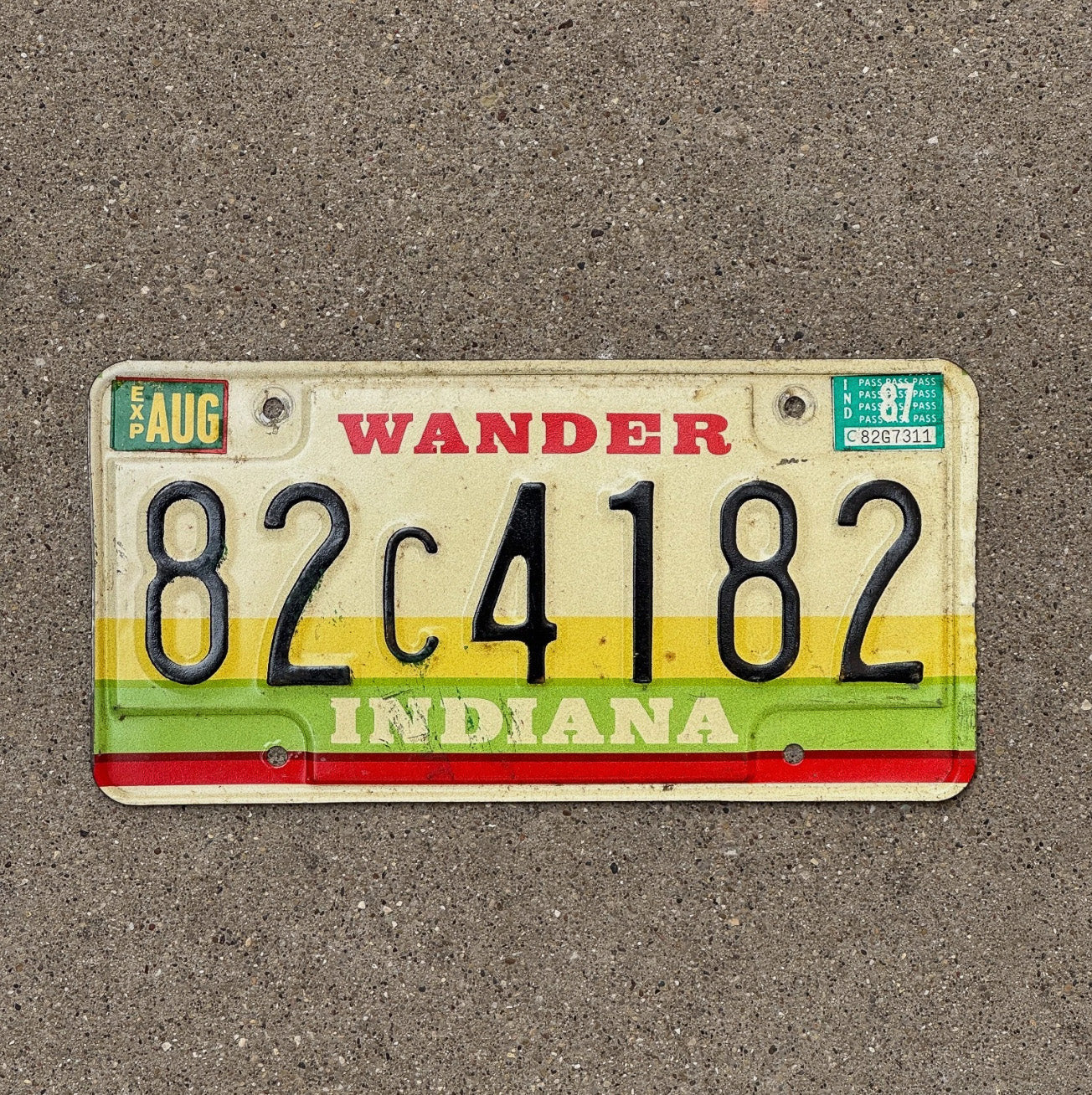 Photo of a 1985 1987 Indiana License Plate Auto Tag Garage Decor 82 C 4182