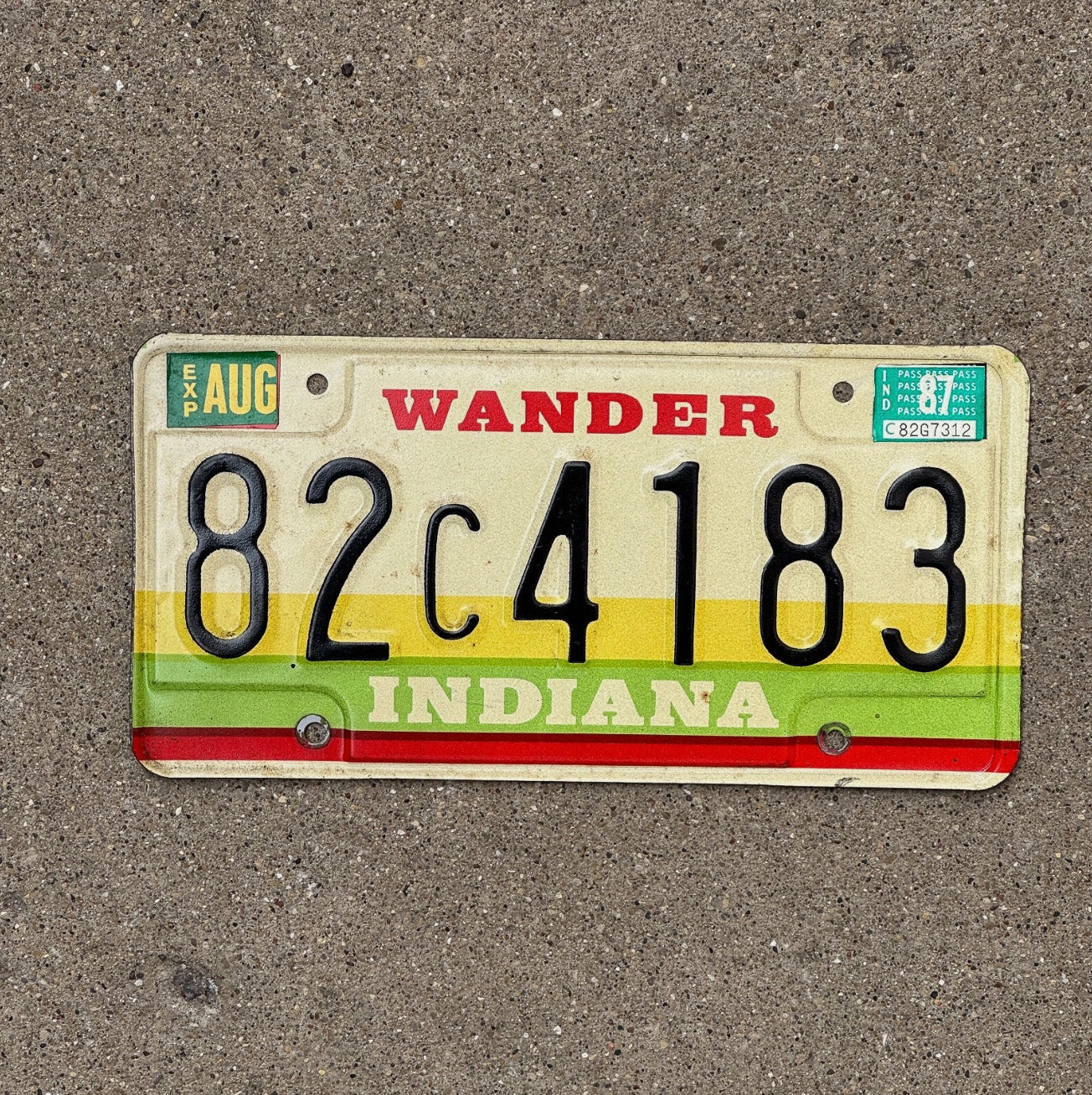Photo of a 1985 1987 Indiana License Plate Auto Tag Garage Decor 82 C 4183