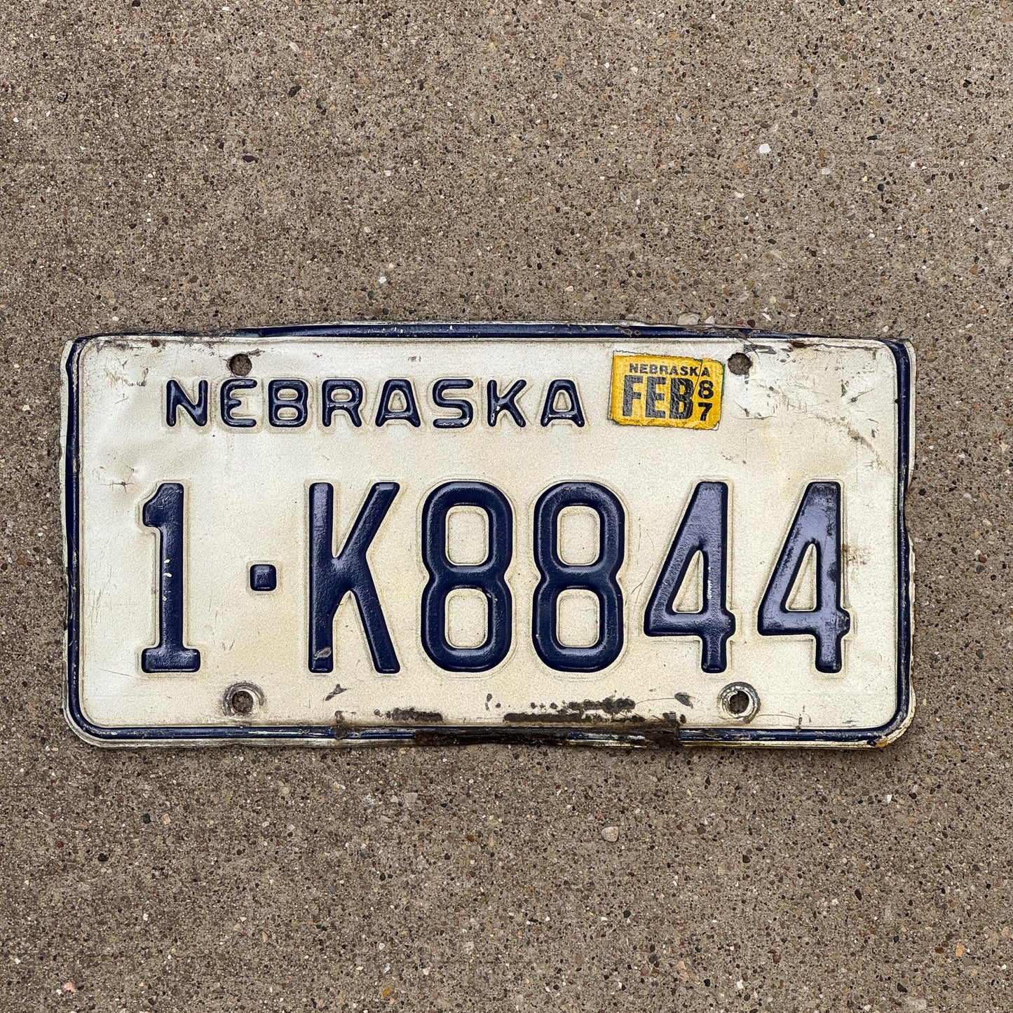 Photo of a 1985 1987 Nebraska License Plate Auto Tag Garage Decor Vintage 1 K 8844