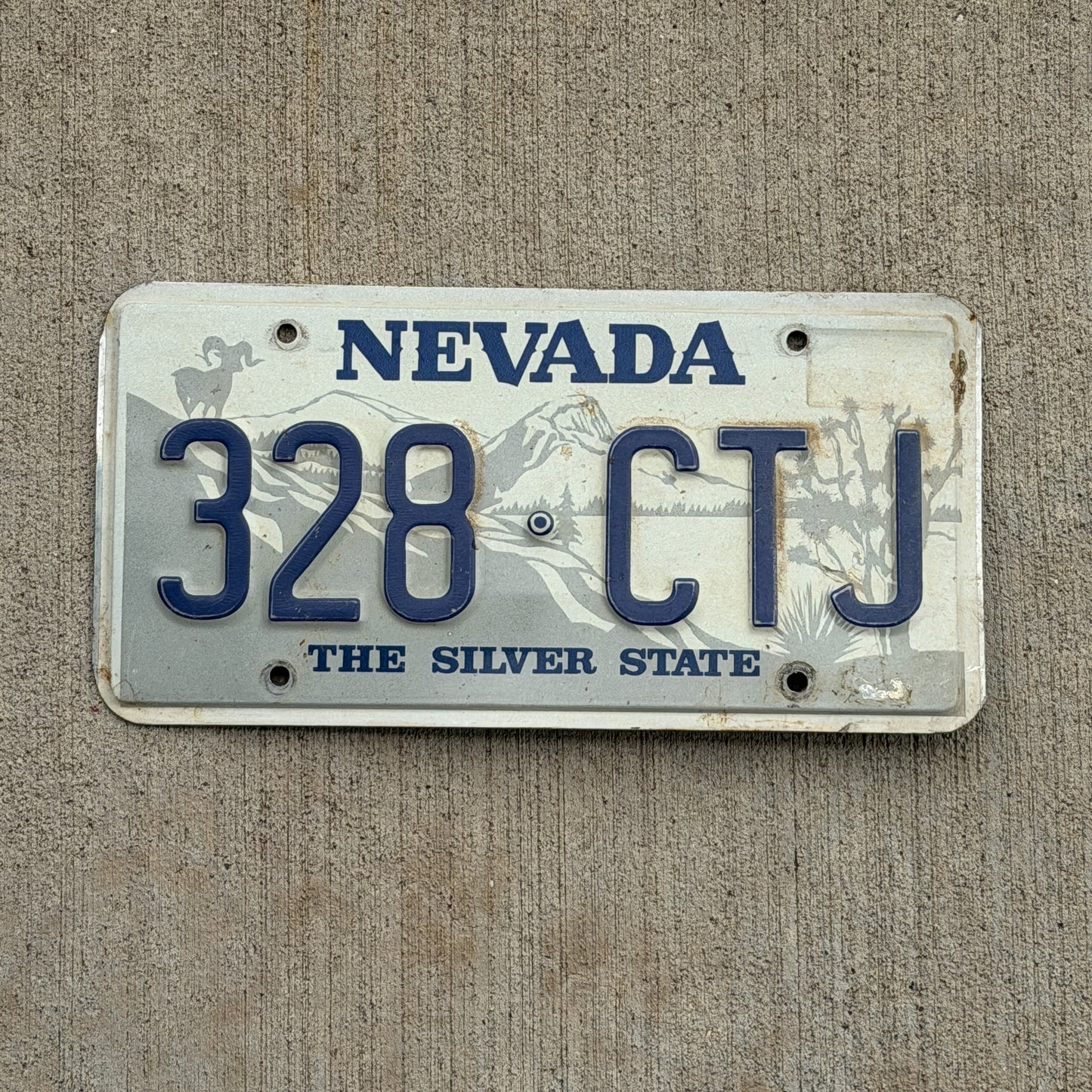 Photo of a 1985 Nevada License Plate Auto Tag 1 Vintage Garage 328 CTJ with original patina