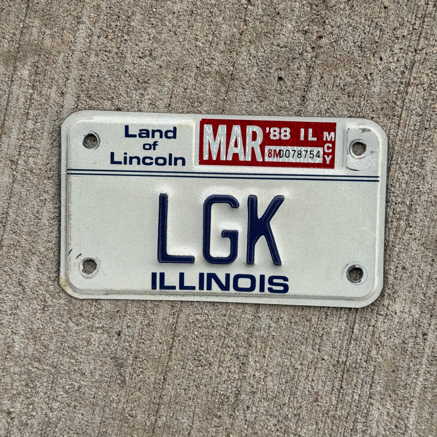 Photo of a 1986 1988 Illinois VANITY License Plate Auto Tag Garage Decor Vintage LGK
