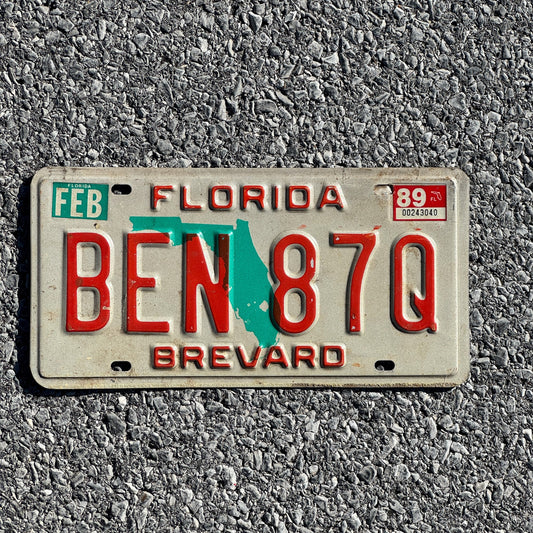 Photo of a 1986 1989 Florida License Plate Auto Tag Garage Decor Vintage Name Benjamin BEN 87Q