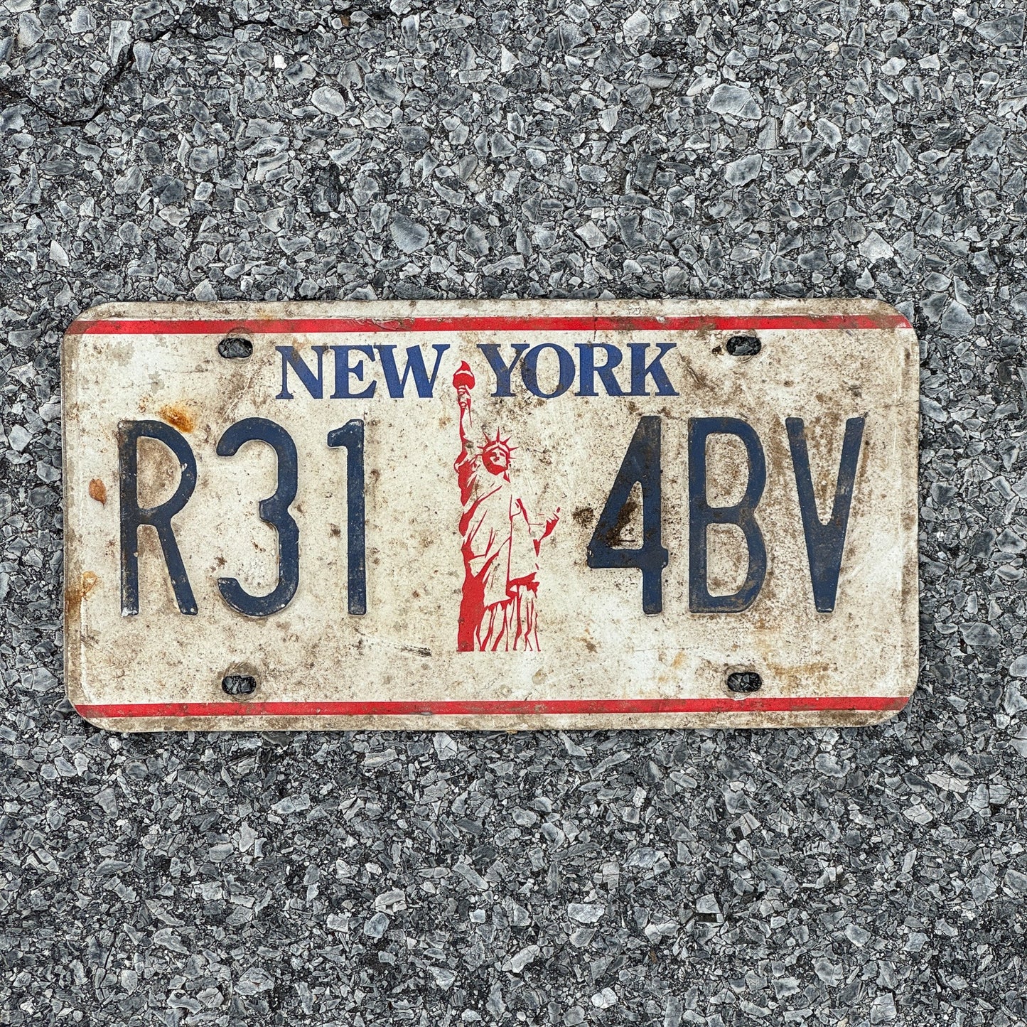 Photo of a 1986 New York License Plate Auto Tag 2 Garage Decor Liberty Base R31 4BV