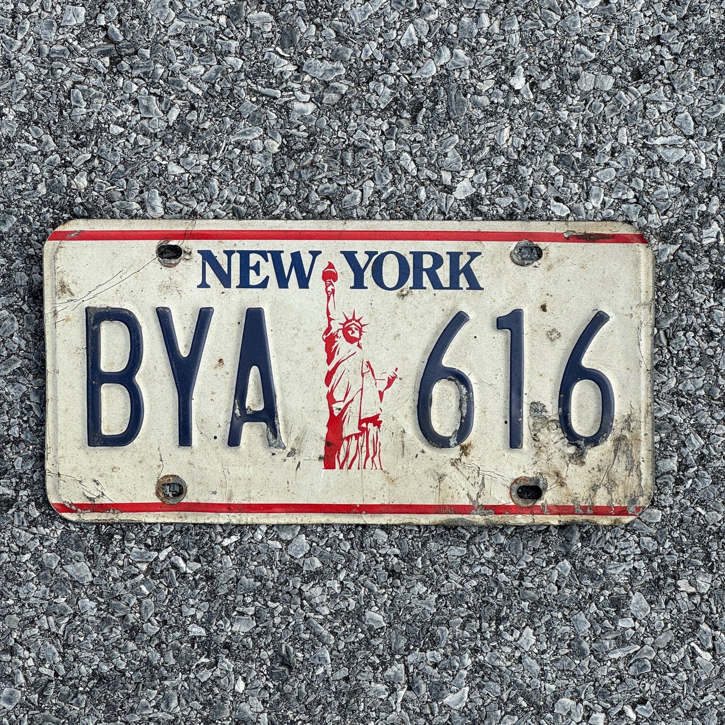 Photo of a 1986 New York License Plate Auto Tag Garage Decor Vintage Liberty Base BYA616