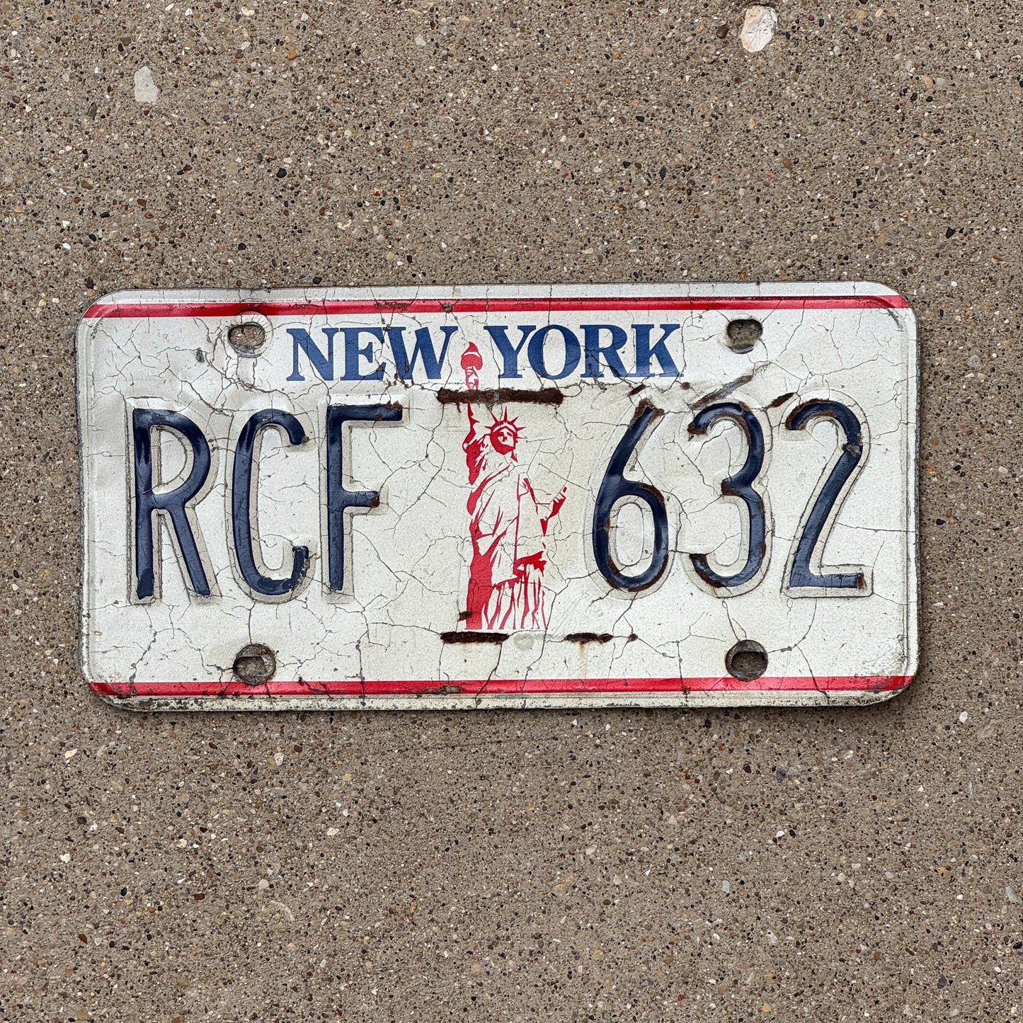 Photo of a 1986 New York License Plate Auto Tag Garage Decor Vintage Liberty Base RCF 632