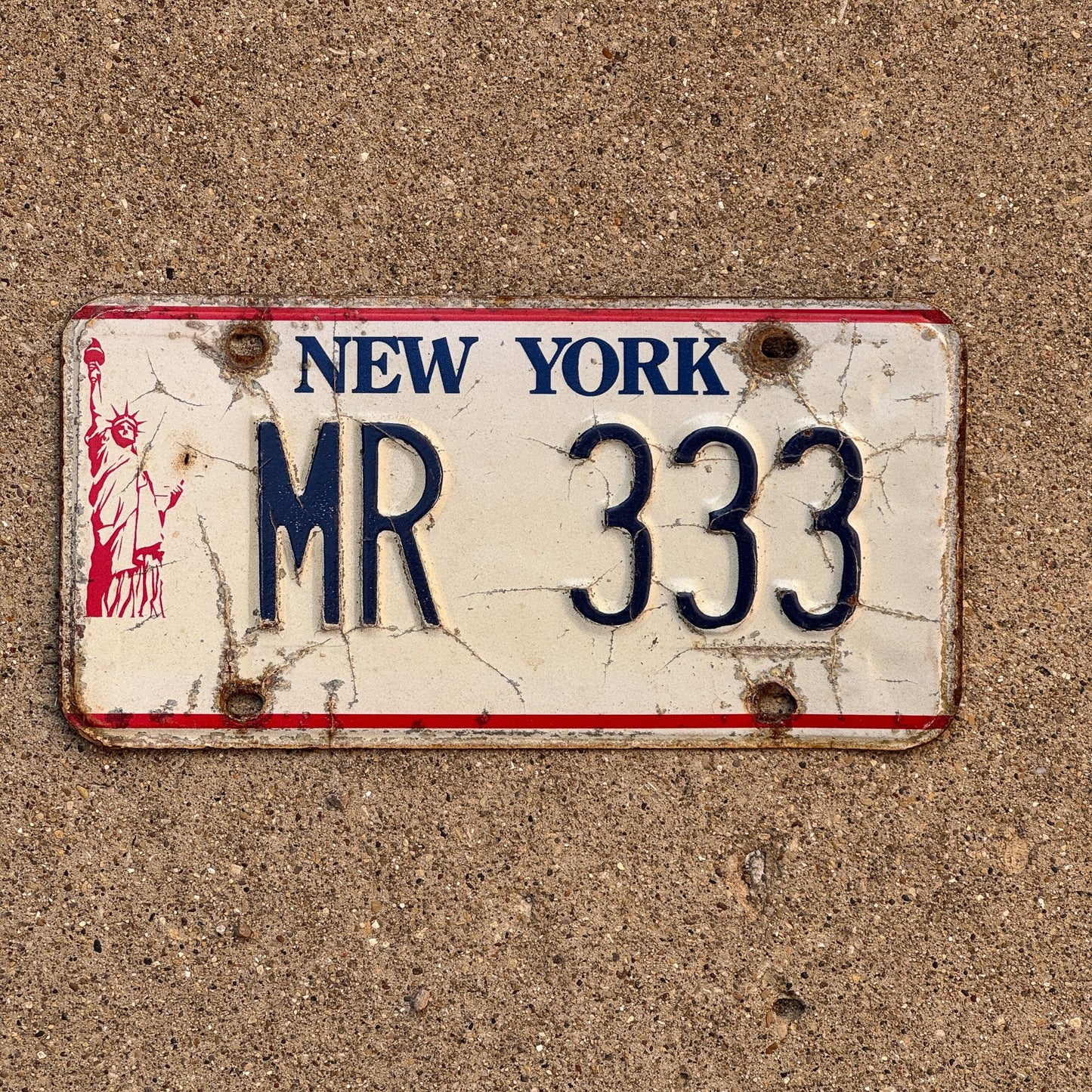Photo of a 1986 New York License Plate Auto Tag Garage Decor Vintage Tag 2 Repeat Repeating MR 333