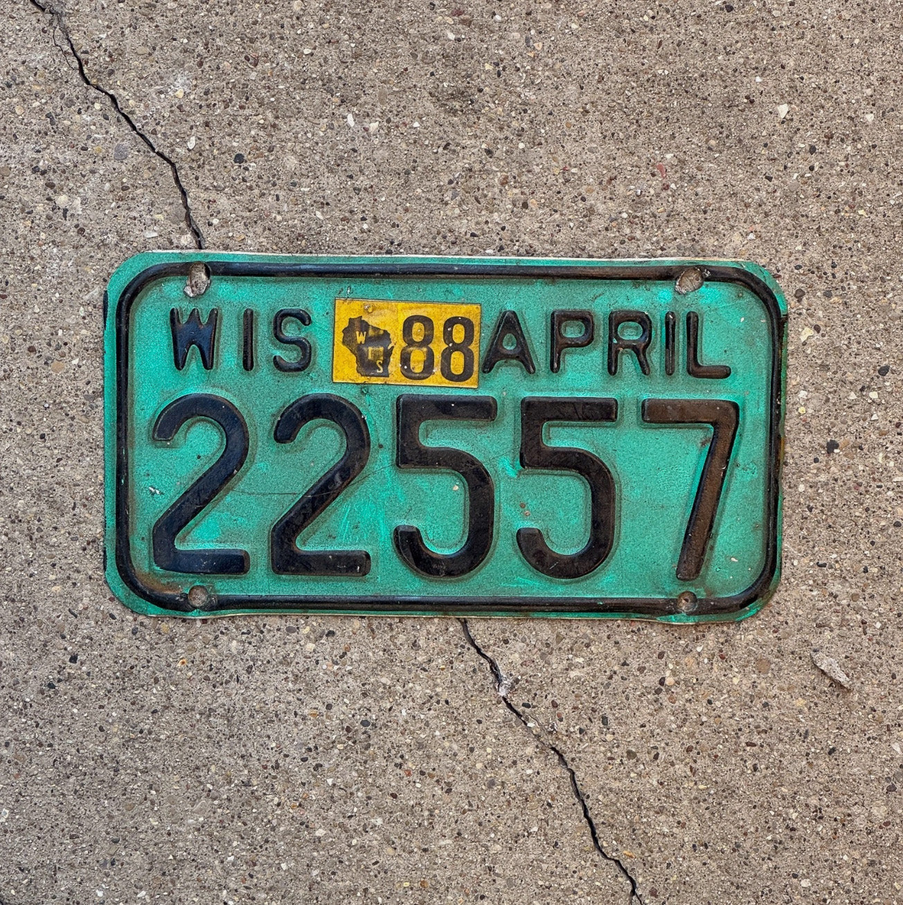 Photo of a 1987 1988 Wisconsin Motorcycle License Plate Auto Tag Garage Decor 22557