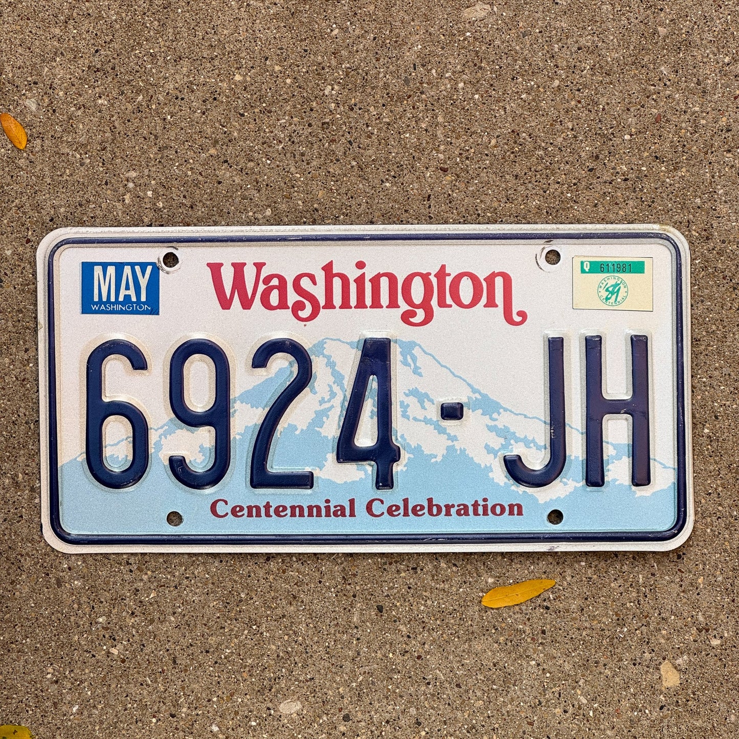 Photo of a 1987 1989 Washington Trailer License Plate Auto Tag Garage Decor Vintage 6924 JH with original patina