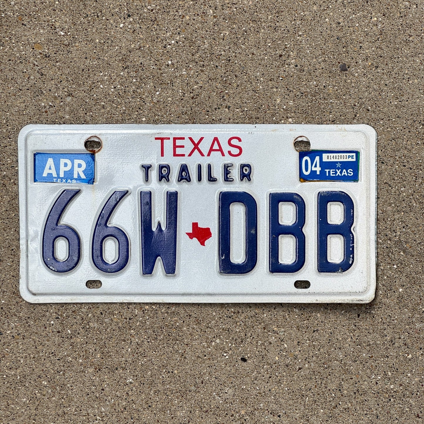 Photo of a 1987 2004 Texas Trailer License Plate Auto Tag Garage Decor Vintage 66W DBB