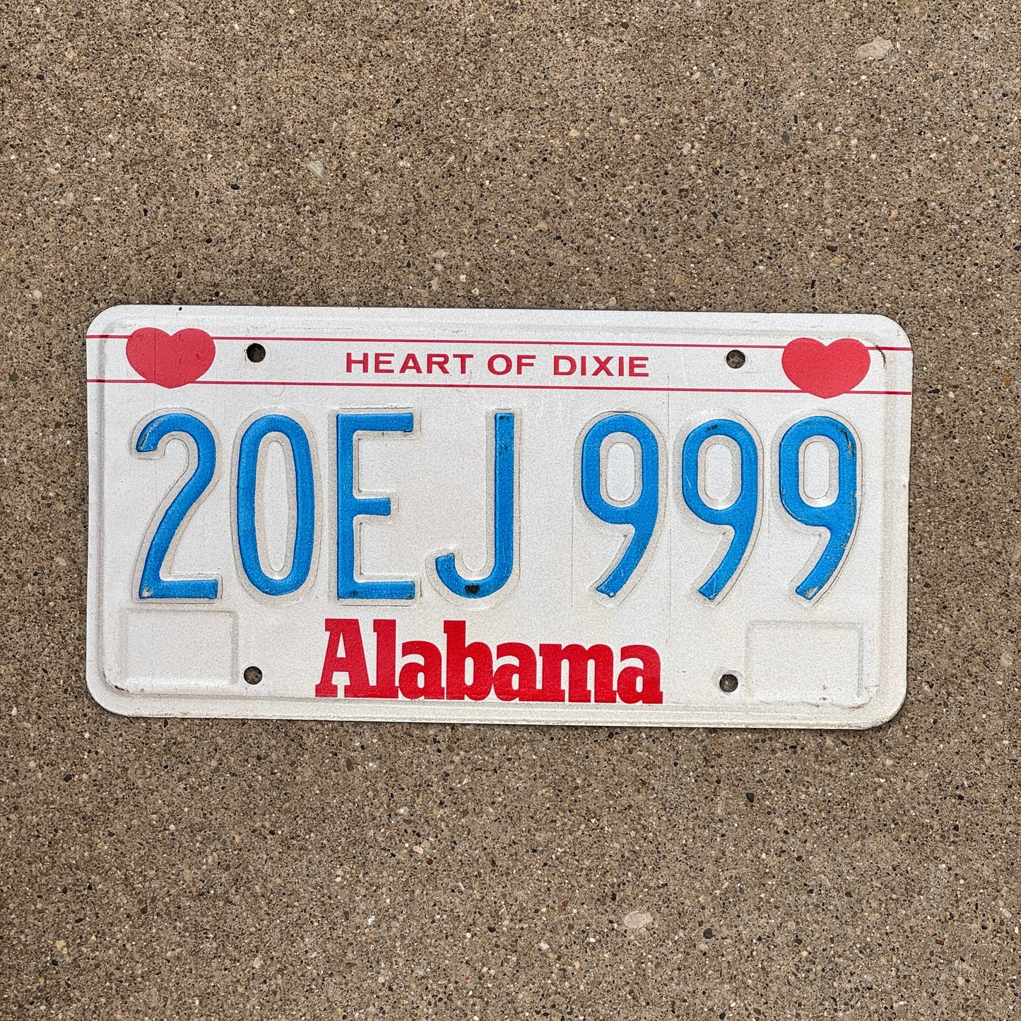 Photo of a 1987 Alabama License Plate Auto Tag Garage Decor Vintage Repeat Repeating 20 EJ 999
