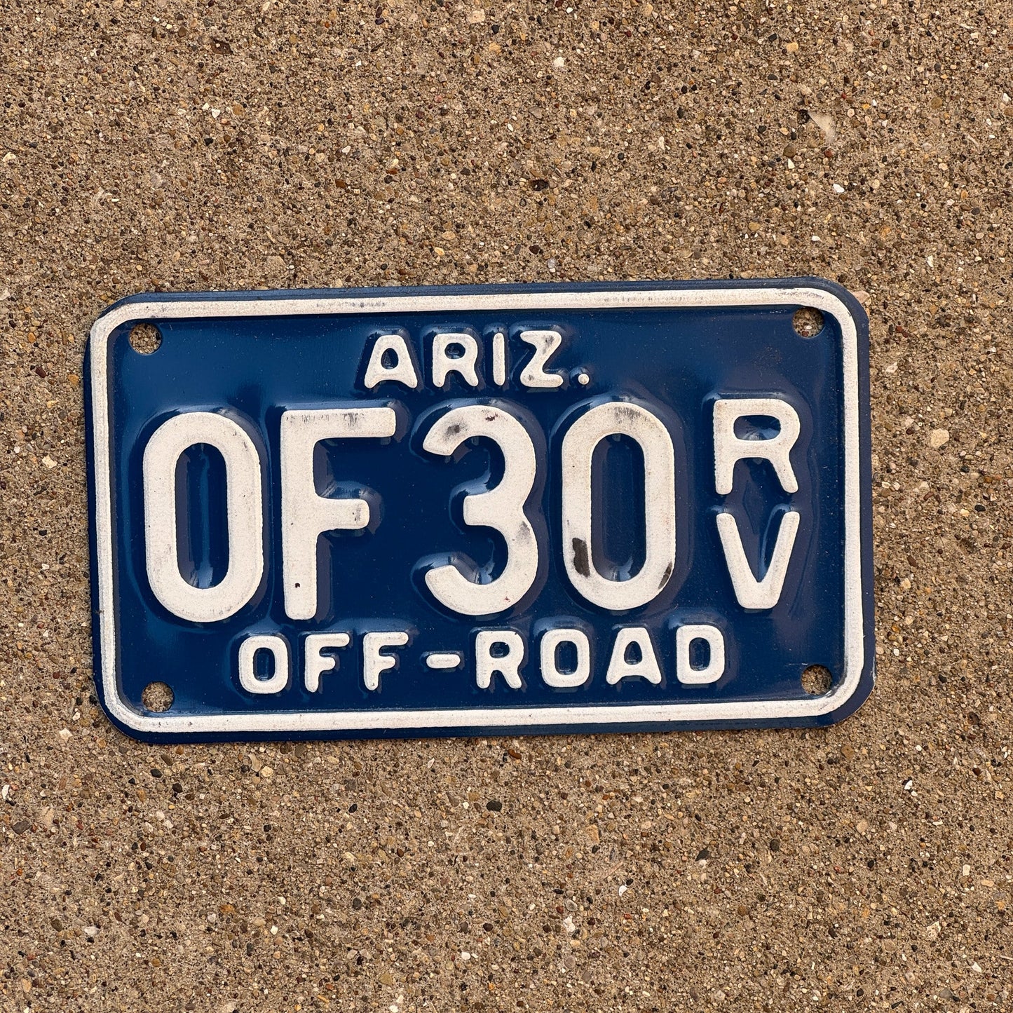 Photo of a 1987 Arizona Off Road Vehicle License Plate Auto Tag Garage Decor Vintage 0 F 30 RV