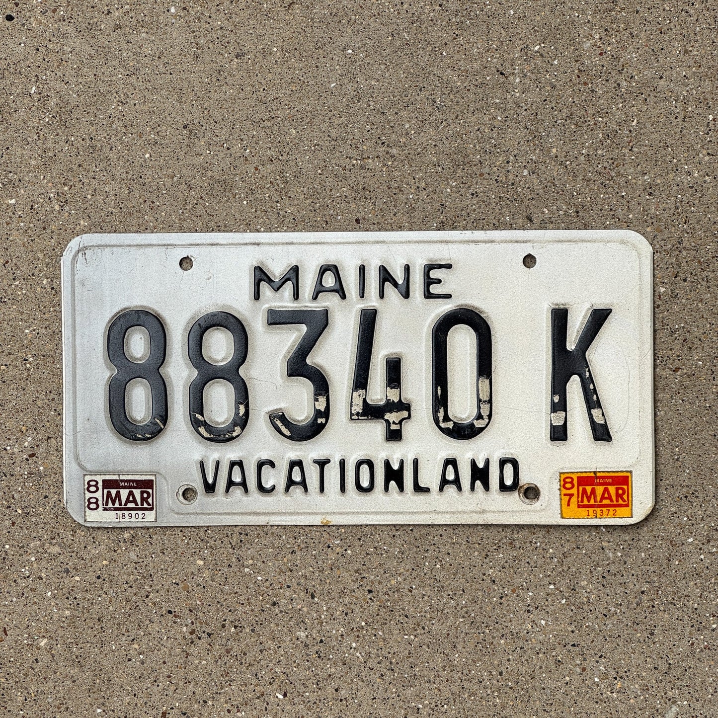 Photo of a 1987 Maine License Plate Auto Tag Garage Decor Vintage 88340 K