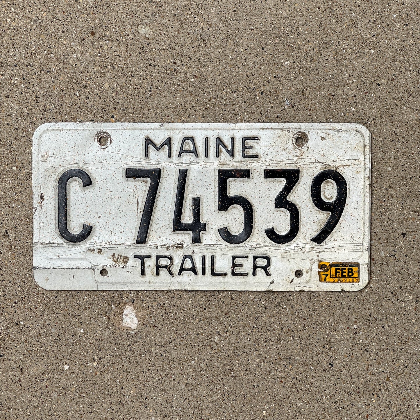 Photo of a 1987 Maine Trailer License Plate Auto Tag Garage Decor Vintage C 74539