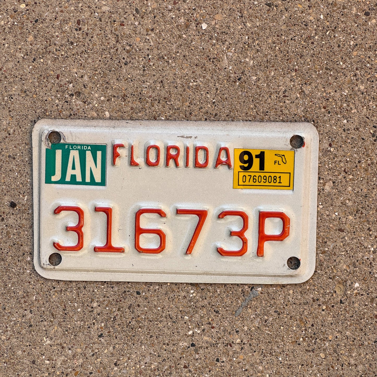 Photo of a 1988 1991 Florida Motorcycle License Plate Auto Tag Garage Decor Vintage 31673 P