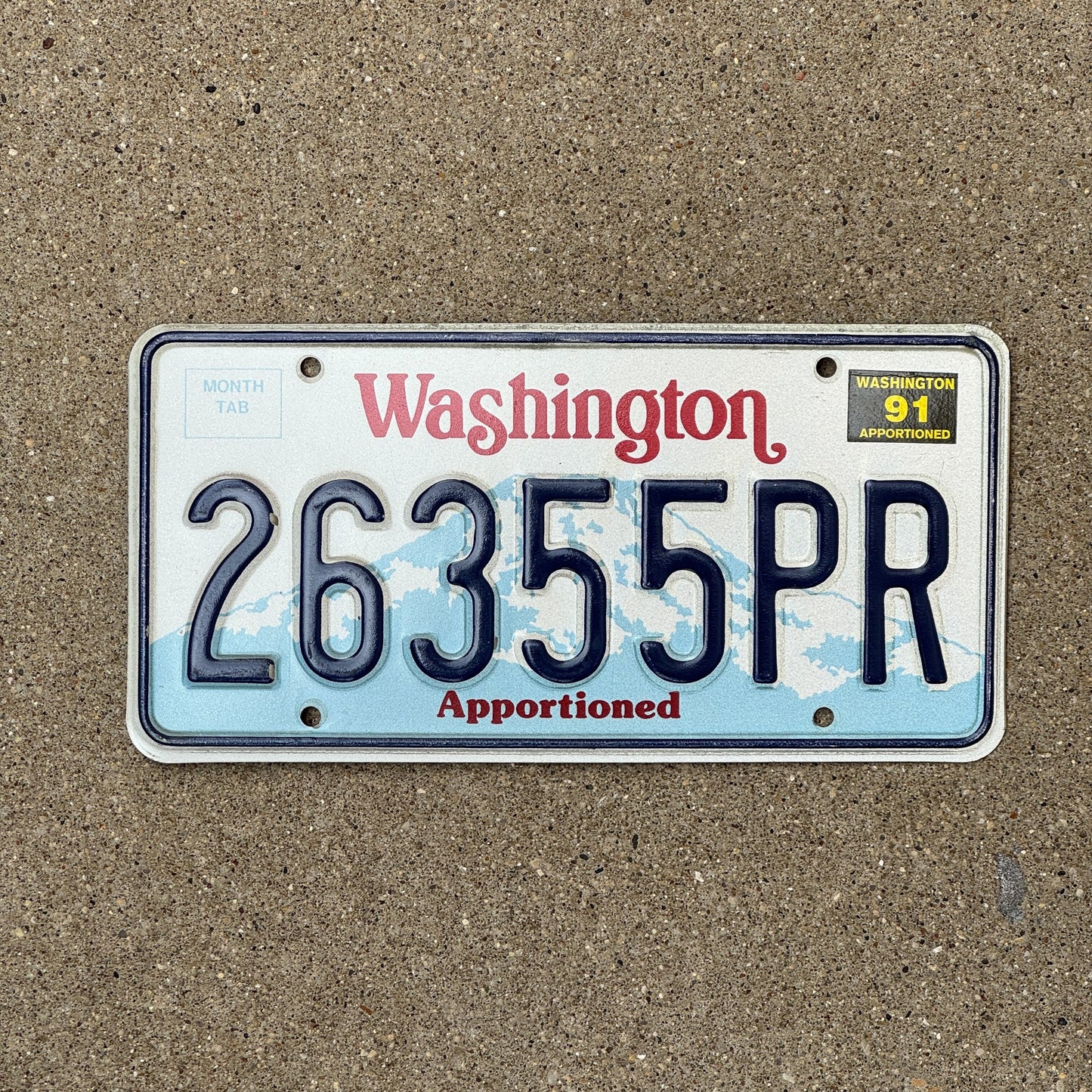 Photo of a 1988 1991 Washington Apportioned License Plate Auto Tag Garage Decor Vintage 26355 PR