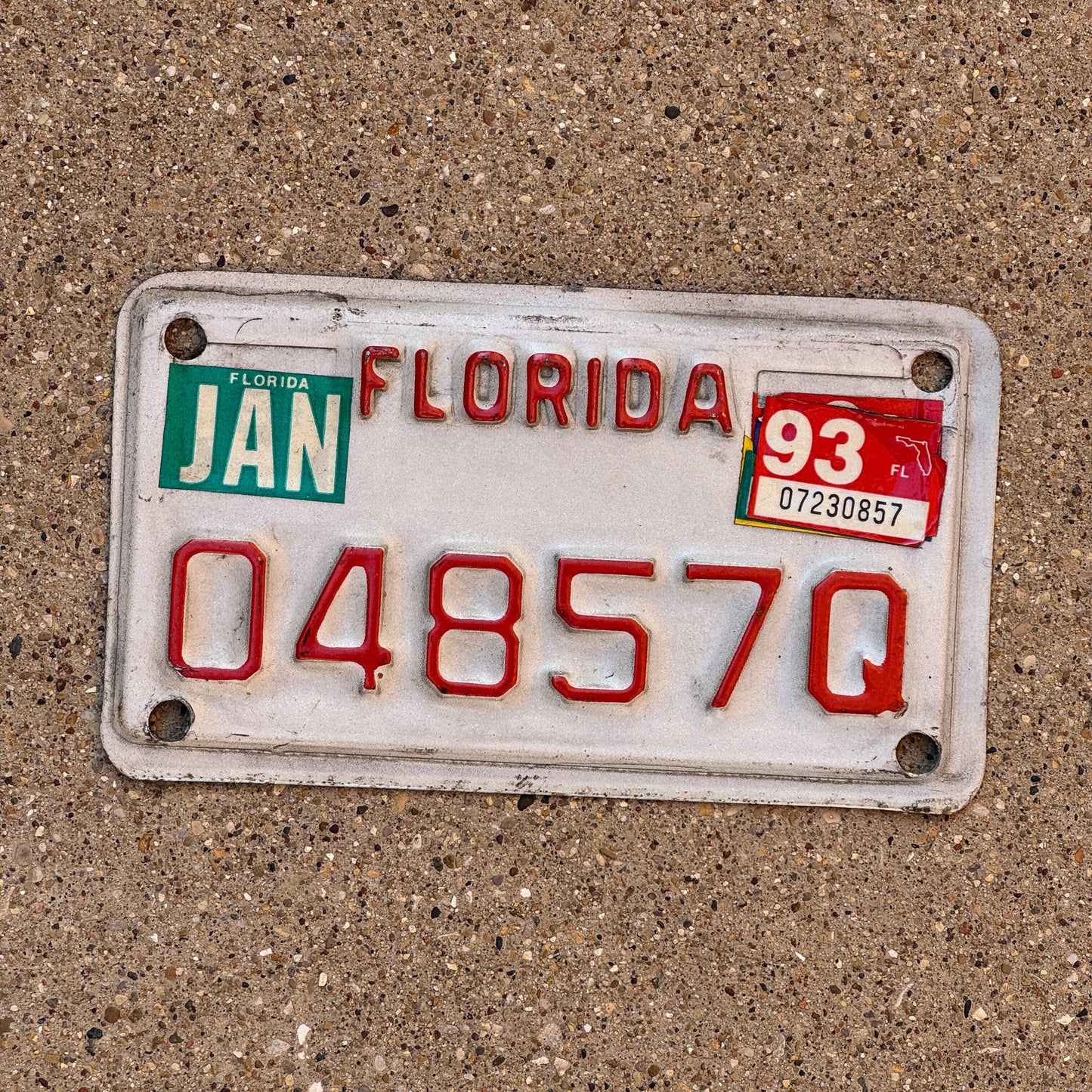 Photo of a 1988 1993 Florida Motorcycle License Plate Auto Tag Garage Decor Vintage 04857Q