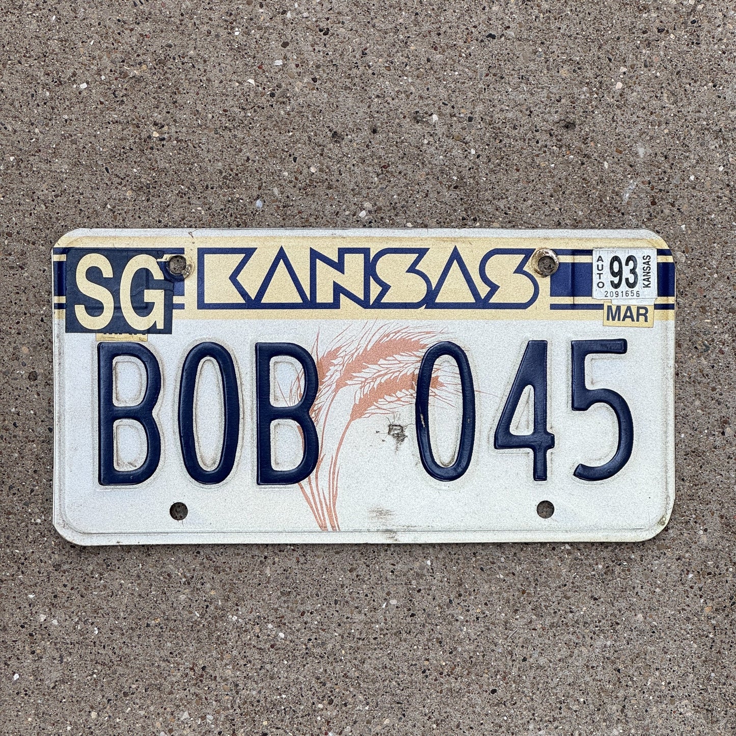 Photo of a 1988 1993 Kansas License Plate Auto Tag Garage Decor Vintage BOB 045