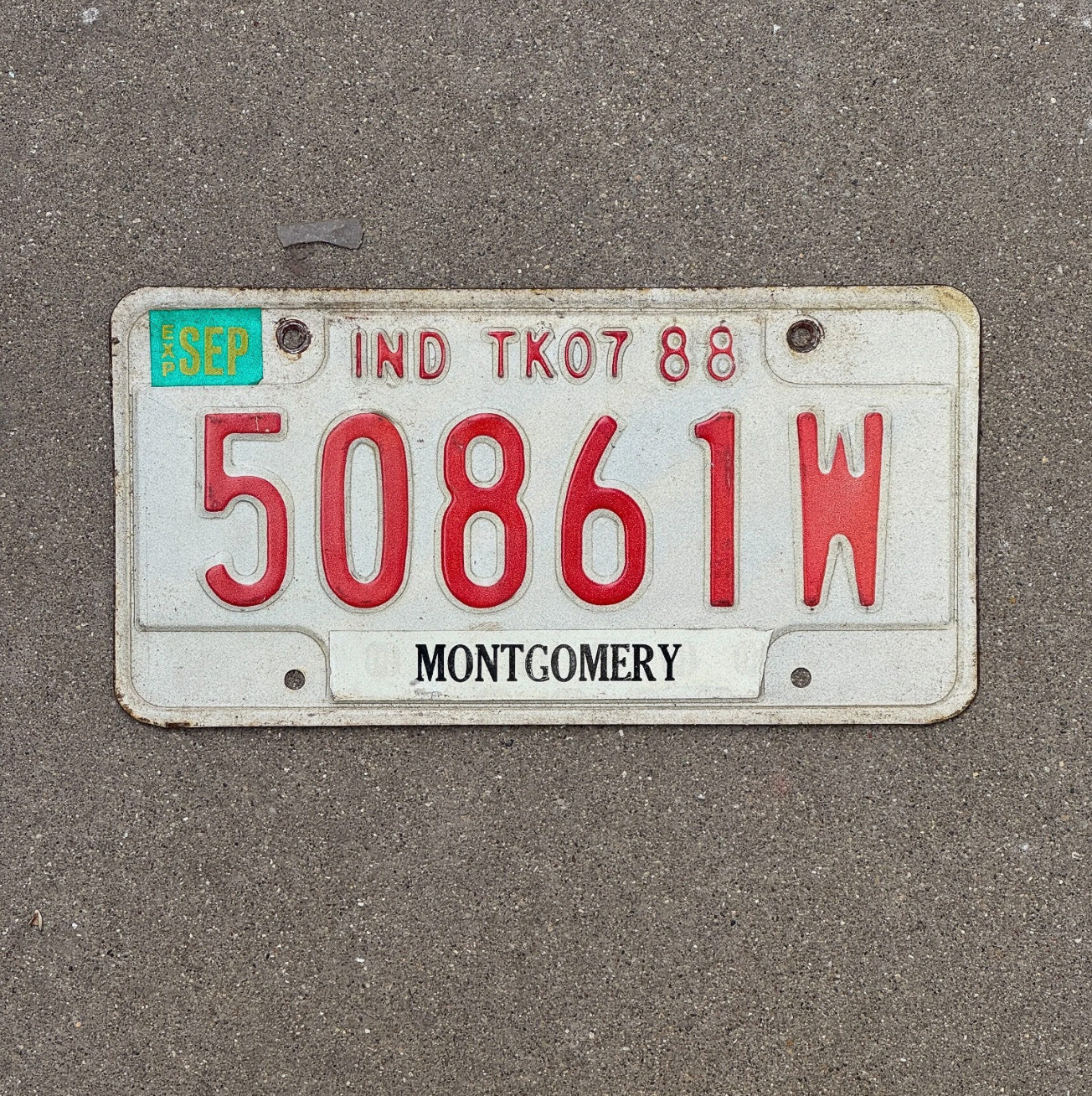 Photo of a 1988 Indiana Truck License Plate Auto Tag Garage Decor 50861 W