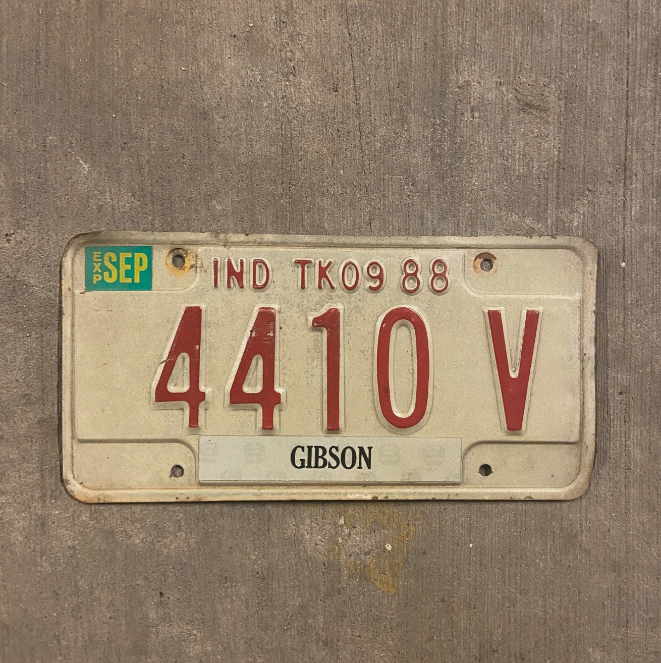 Photo of a 1988 Indiana Truck License Plate Auto Tag Garage Decor Vintage 4410 V